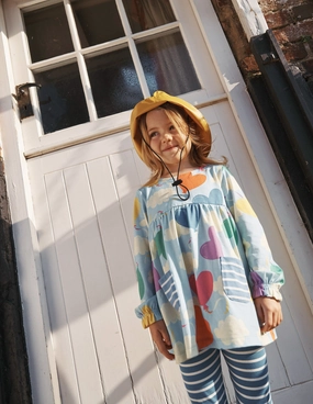 All-Season Comfort Vibrant Prints Long Sleeve Printed Tunic-Misty Blue Balloon Sky