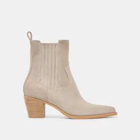 SLIM BOOTIES TAUPE SUEDE Chunk Heel
