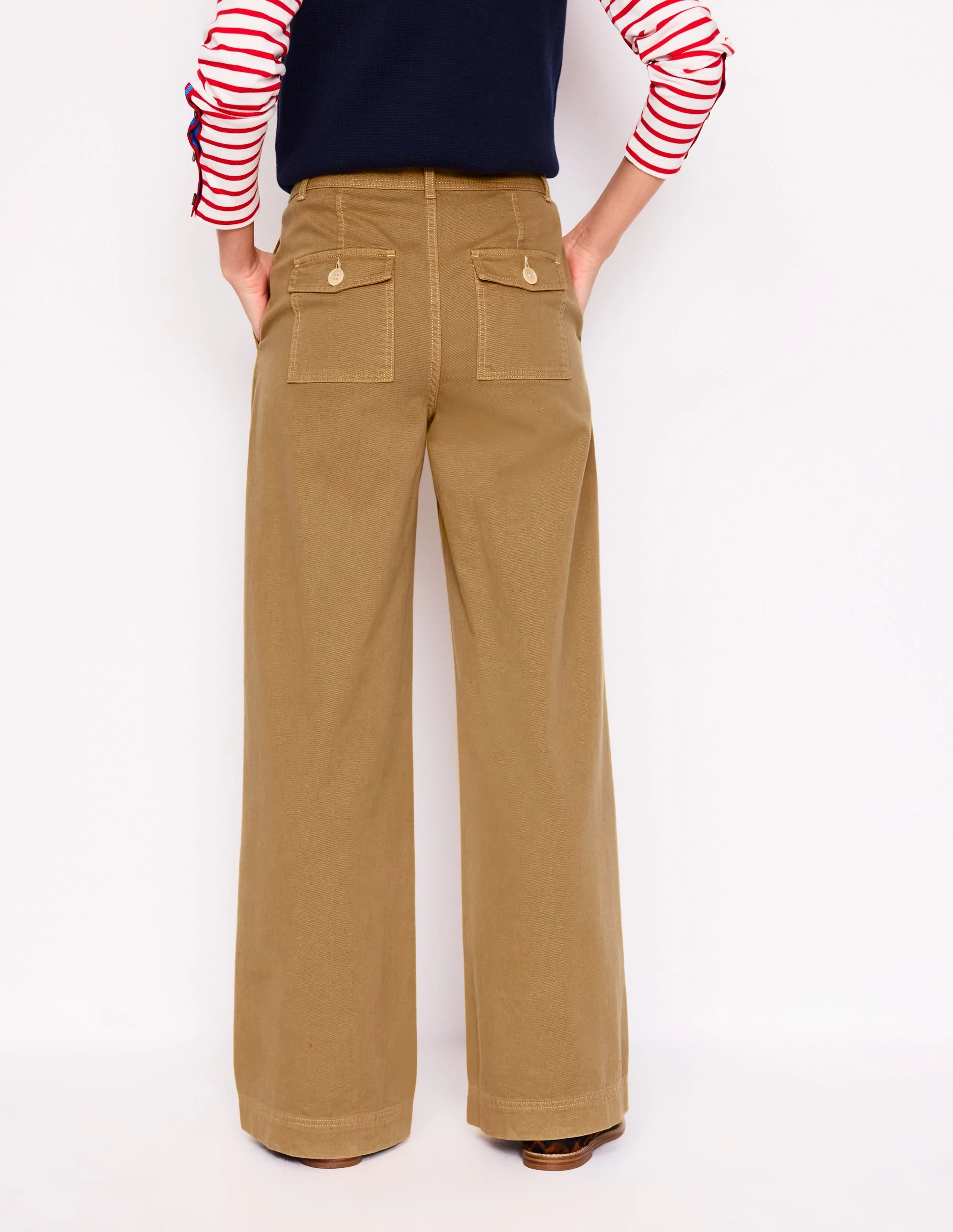 Brompton Wide Leg Trousers-Gingerbread MoistureWickingLining Comfort Layer