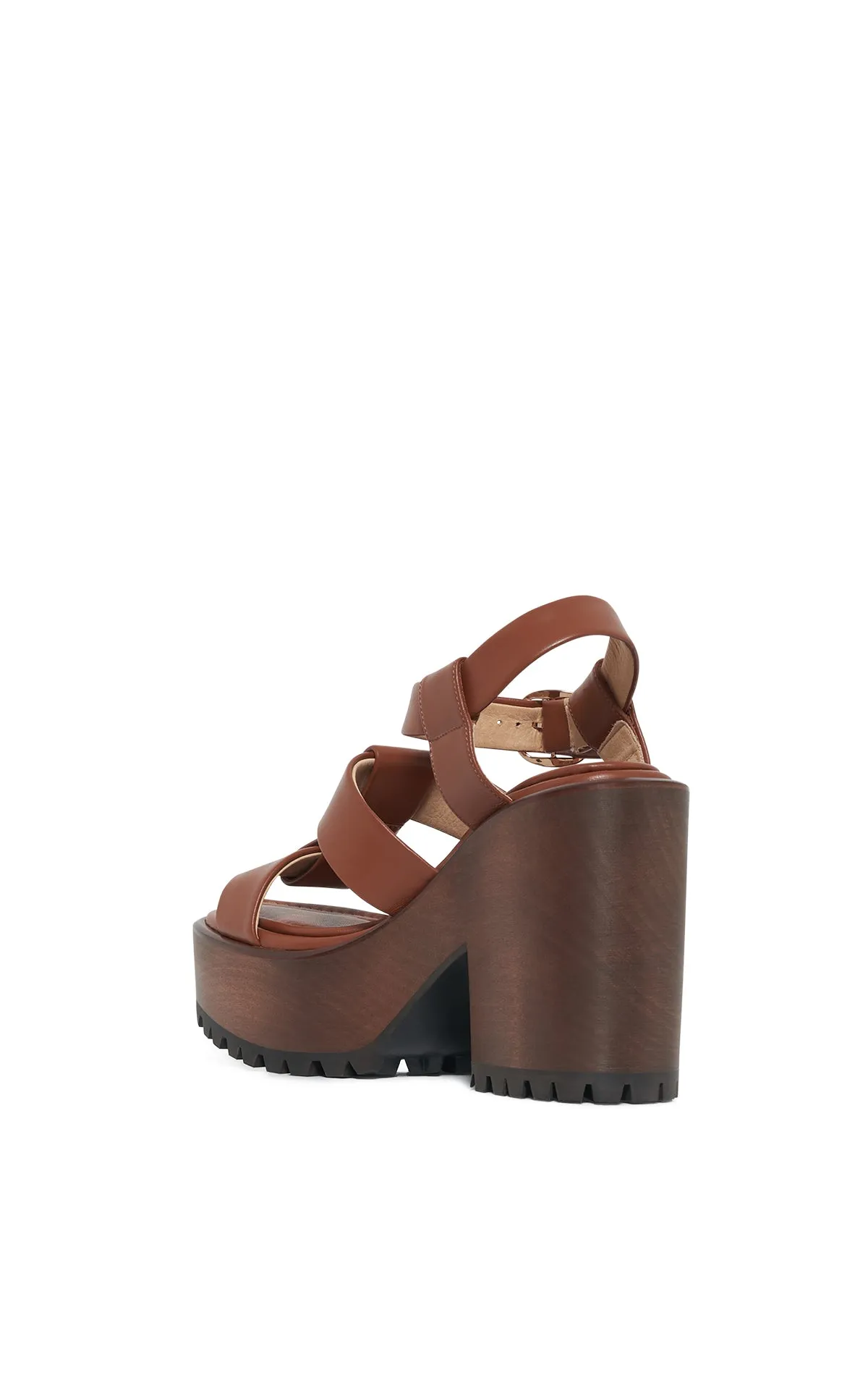 Non-slip Fit Hera Platform Sandal in Cognac Leather