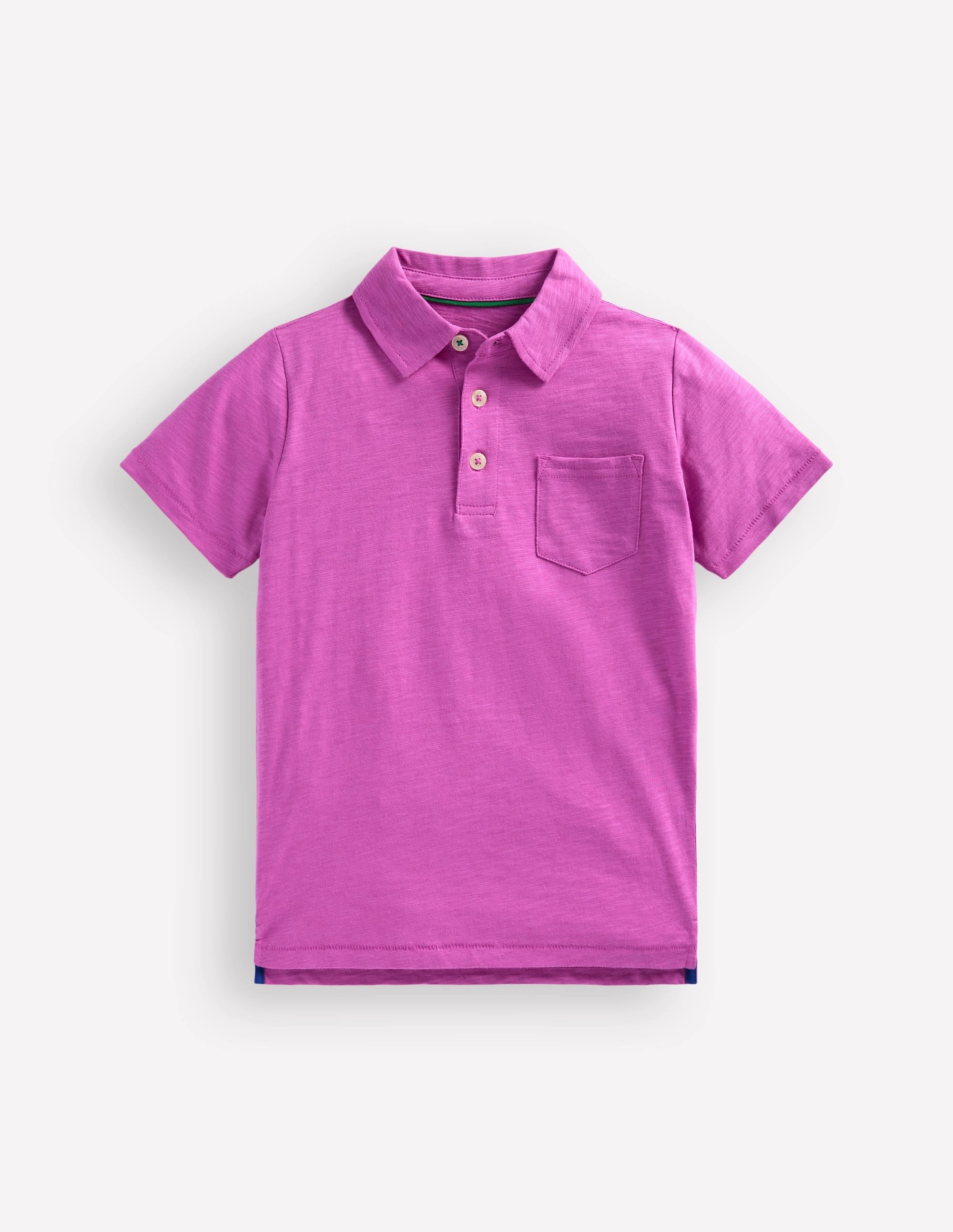 RibbedNeckBanding Slub Polo Shirt-Foxglove Purple