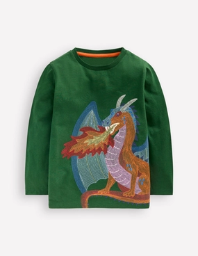 Longsleeve Superstitch T-shirt-Shady Green Dragon Timeless Piece Essential Top