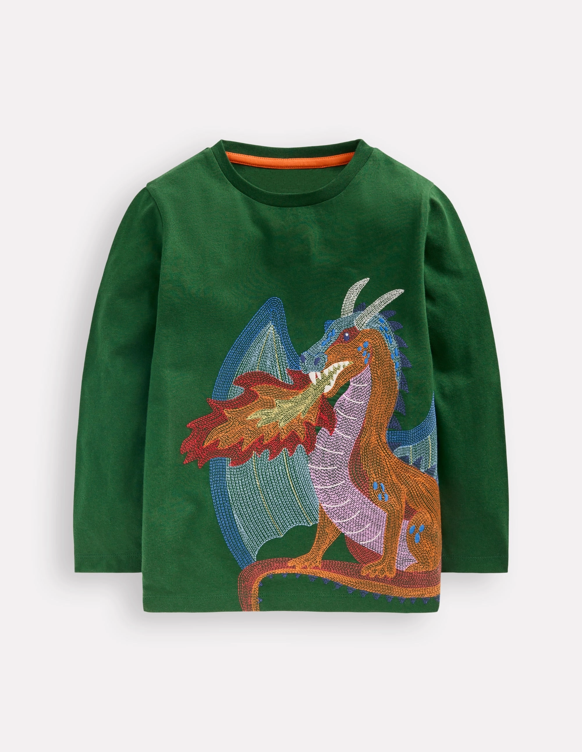 Casual Chic Look Longsleeve Superstitch T-shirt-Shady Green Dragon