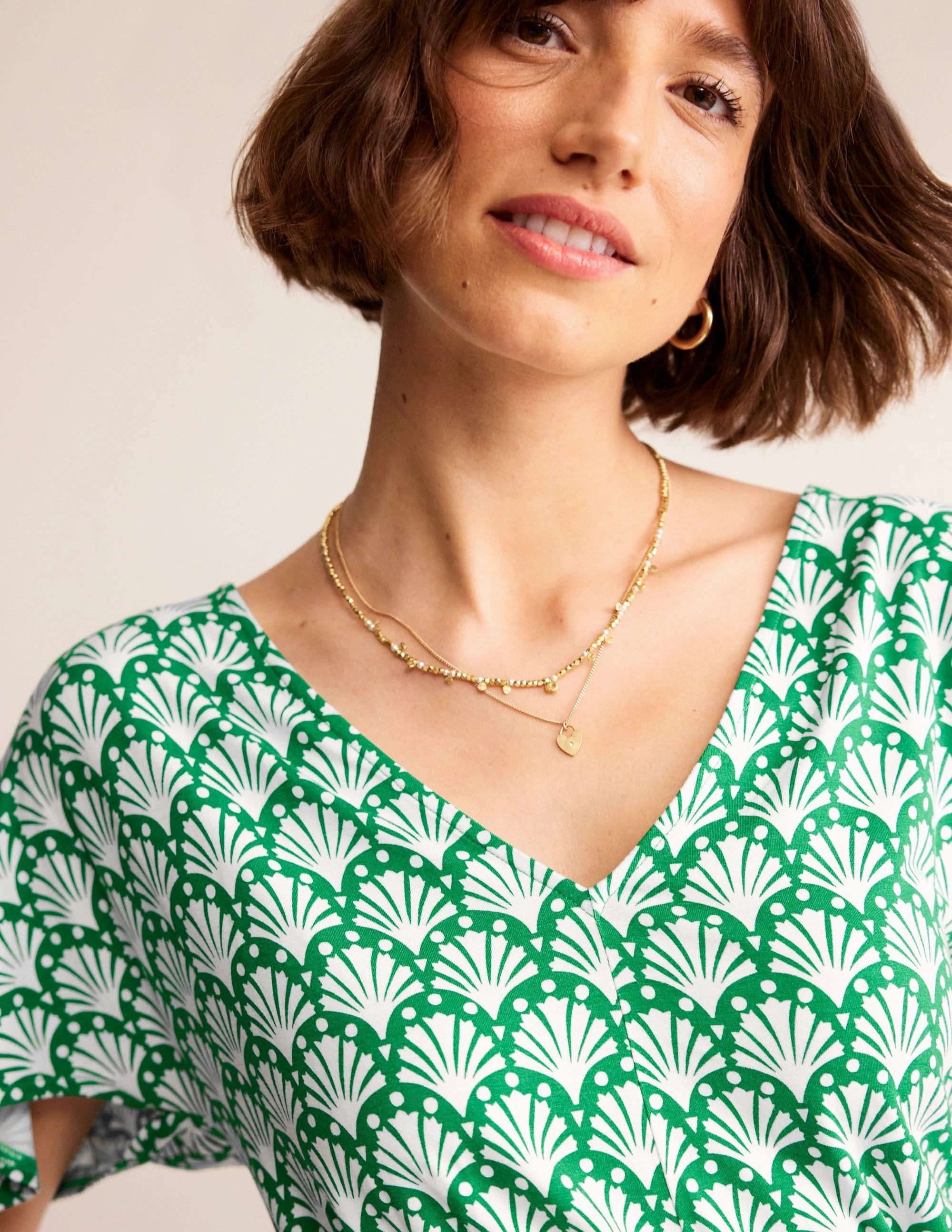 Fashionable Touch Studio Style Smocked Jersey Playsuit-Green Tambourine, Shells