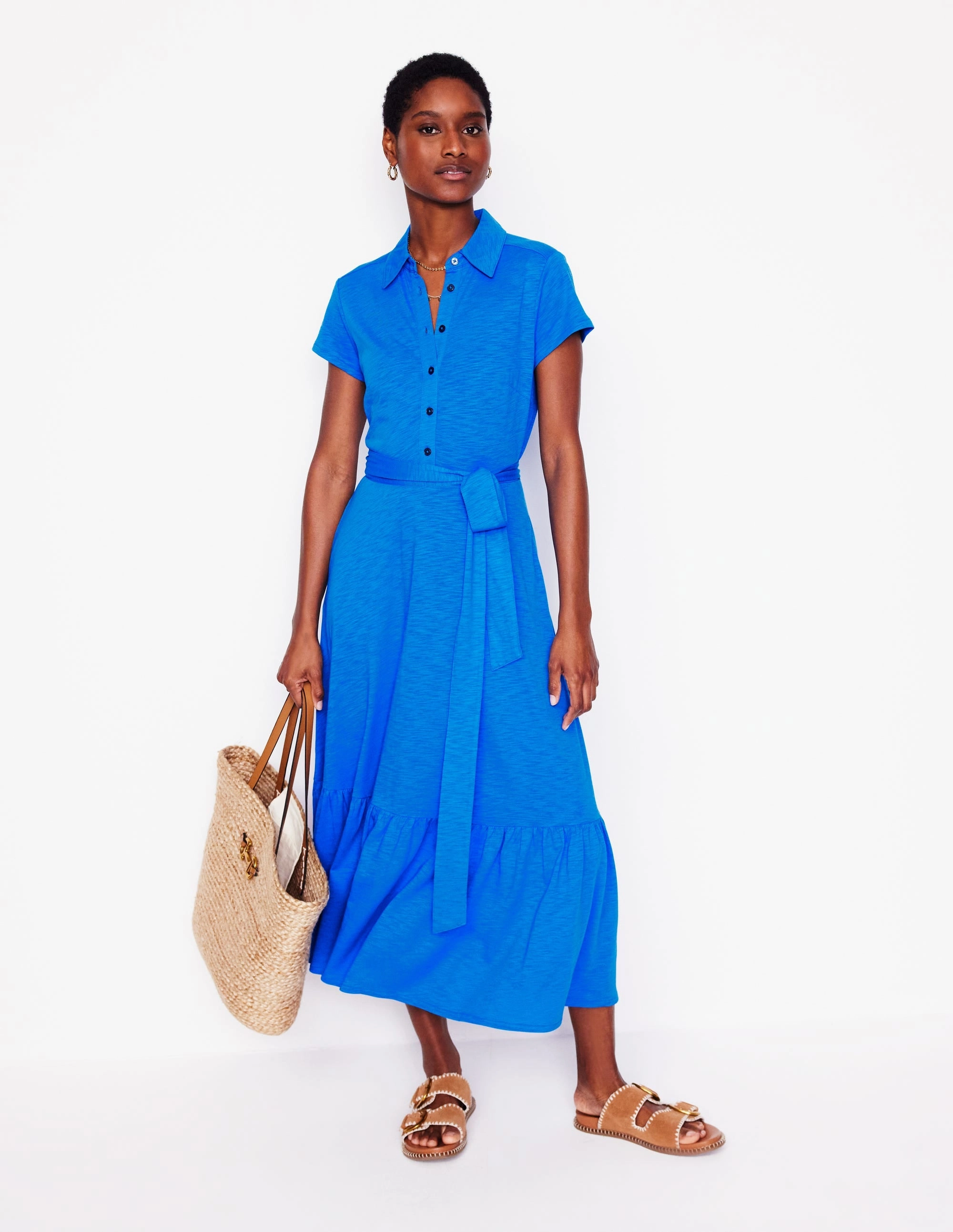 Comfortable Shape Minimalist Look Cressida Jersey Shirt Dress-Gallery Blue