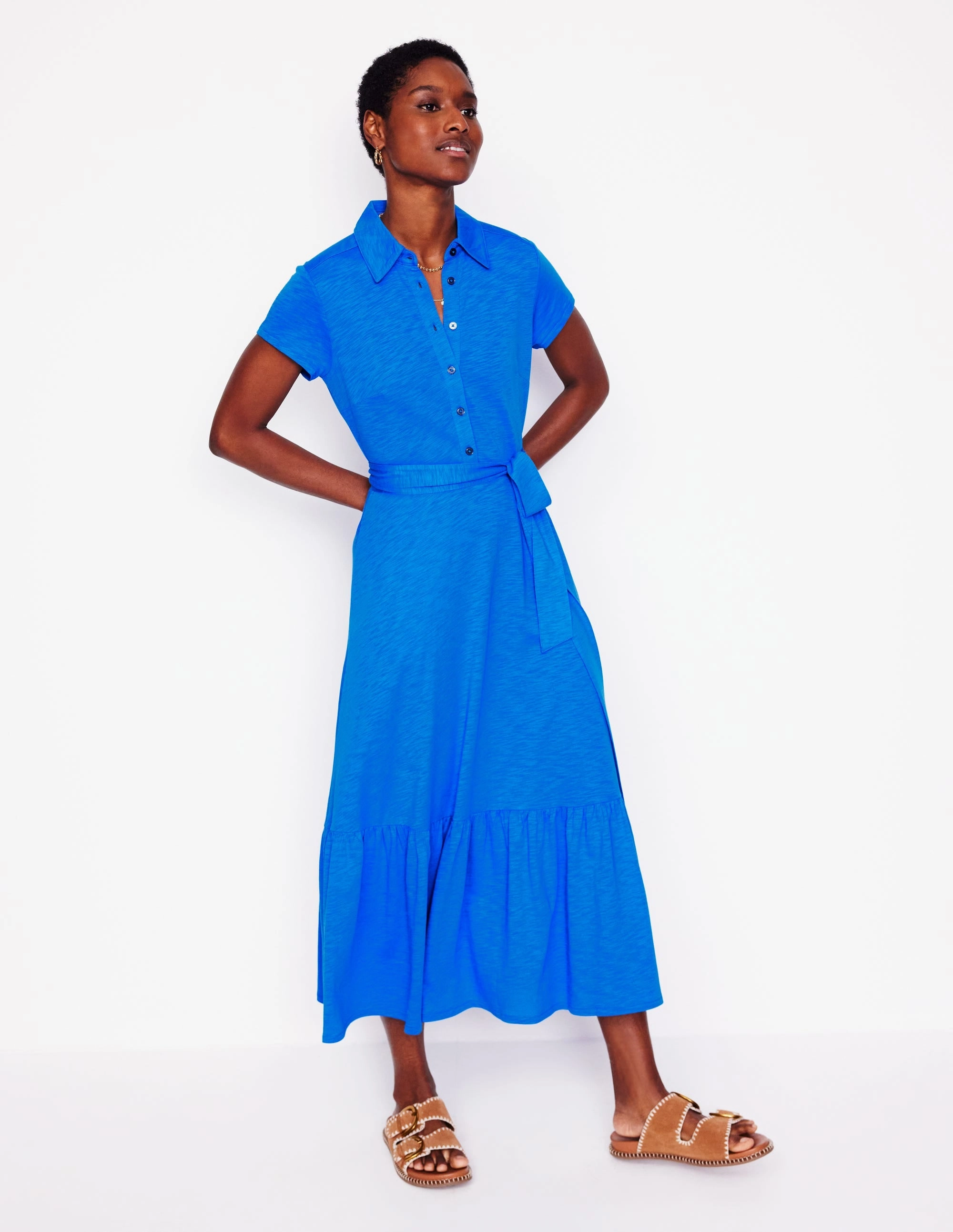 Cressida Jersey Shirt Dress-Gallery Blue Chic Tone