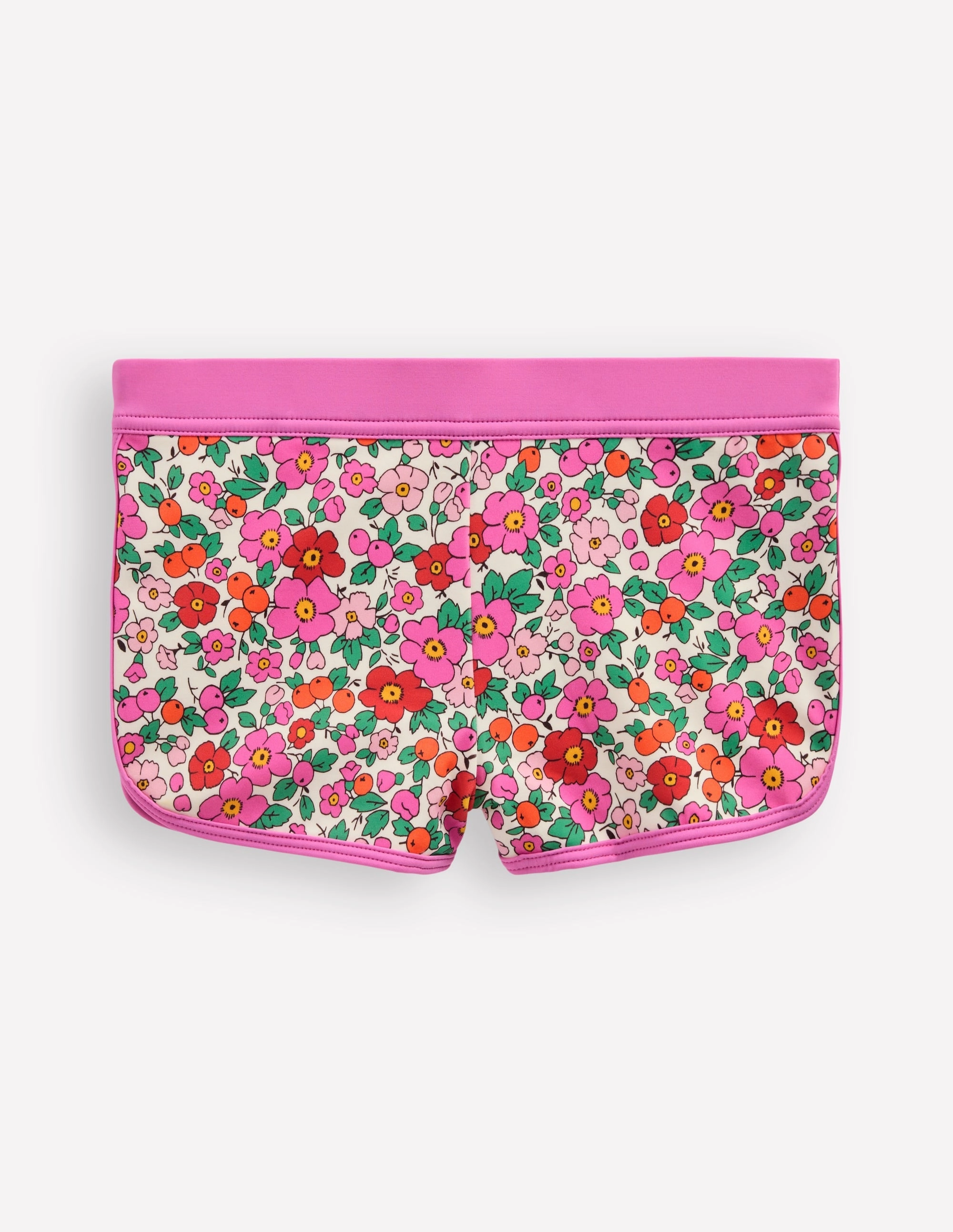 Patterned Swim Shorts-Pink Apple Blossom Floral Odor Control Technology