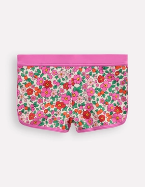 Patterned Swim Shorts-Pink Apple Blossom Floral Odor Control Technology