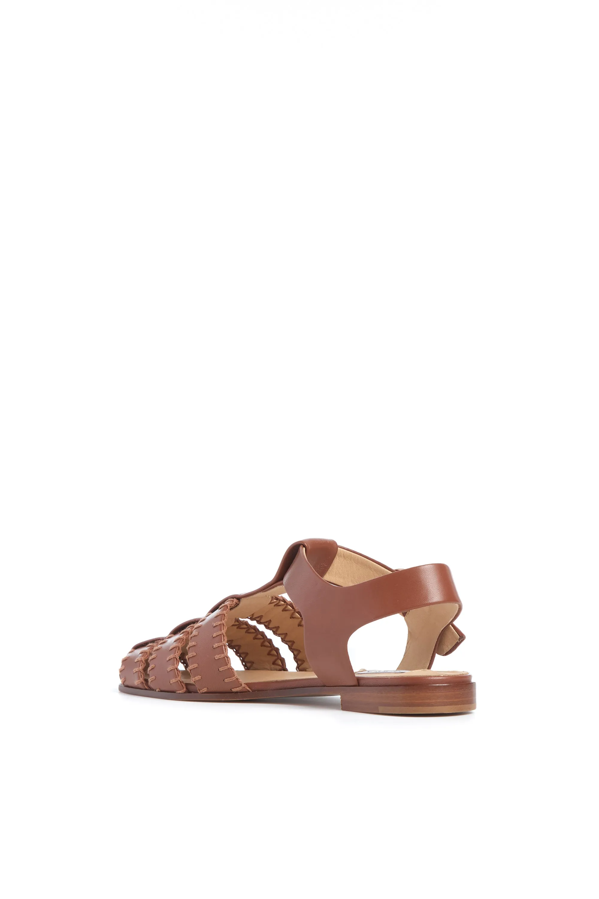 Standing Comfort Back to Nature Lynn Flat Sandal in Cognac Nappa Leather with Stitch