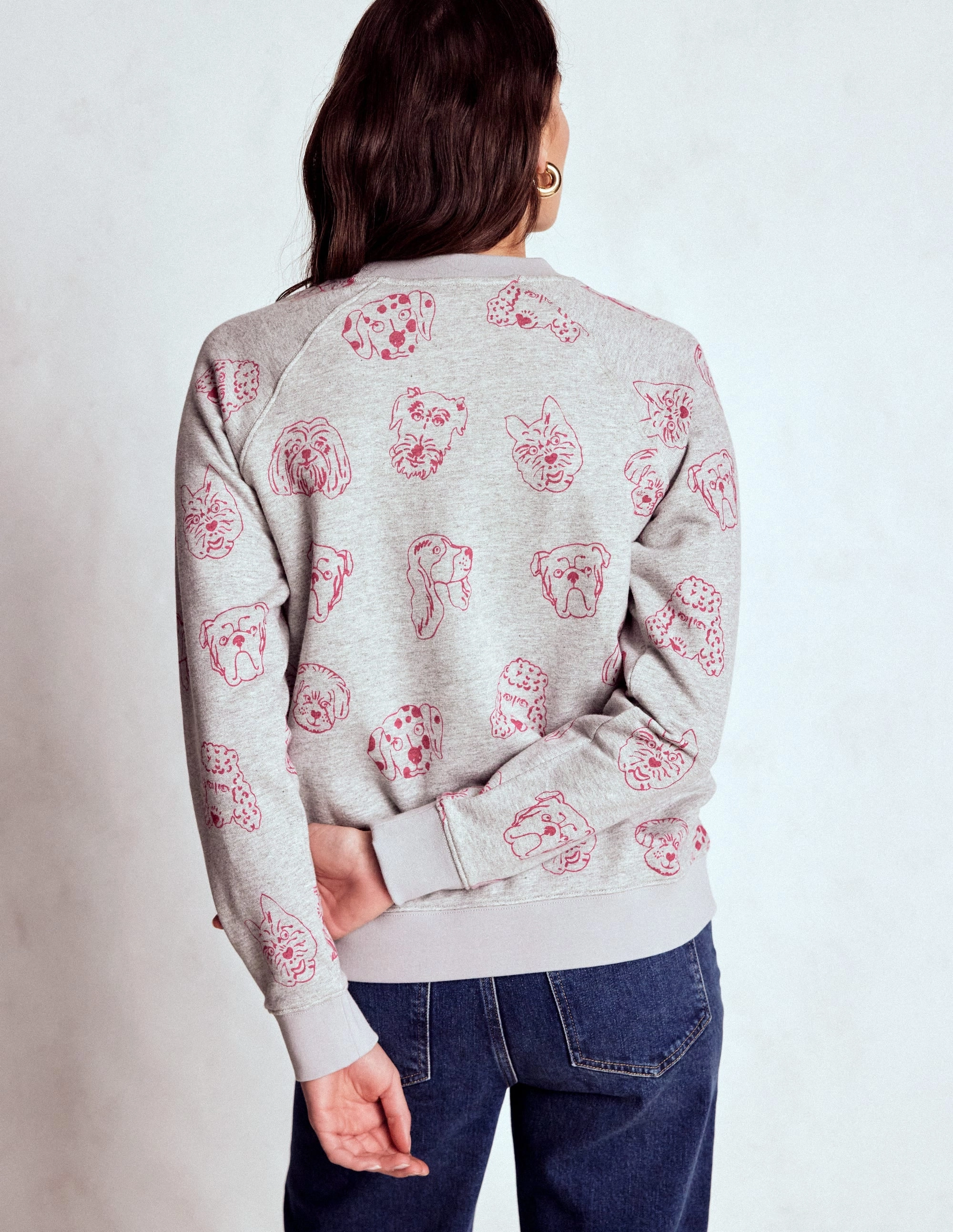 Rosa Printed Sweatshirt-Grey and Pink Yarrow, Dogs Breathable Layer