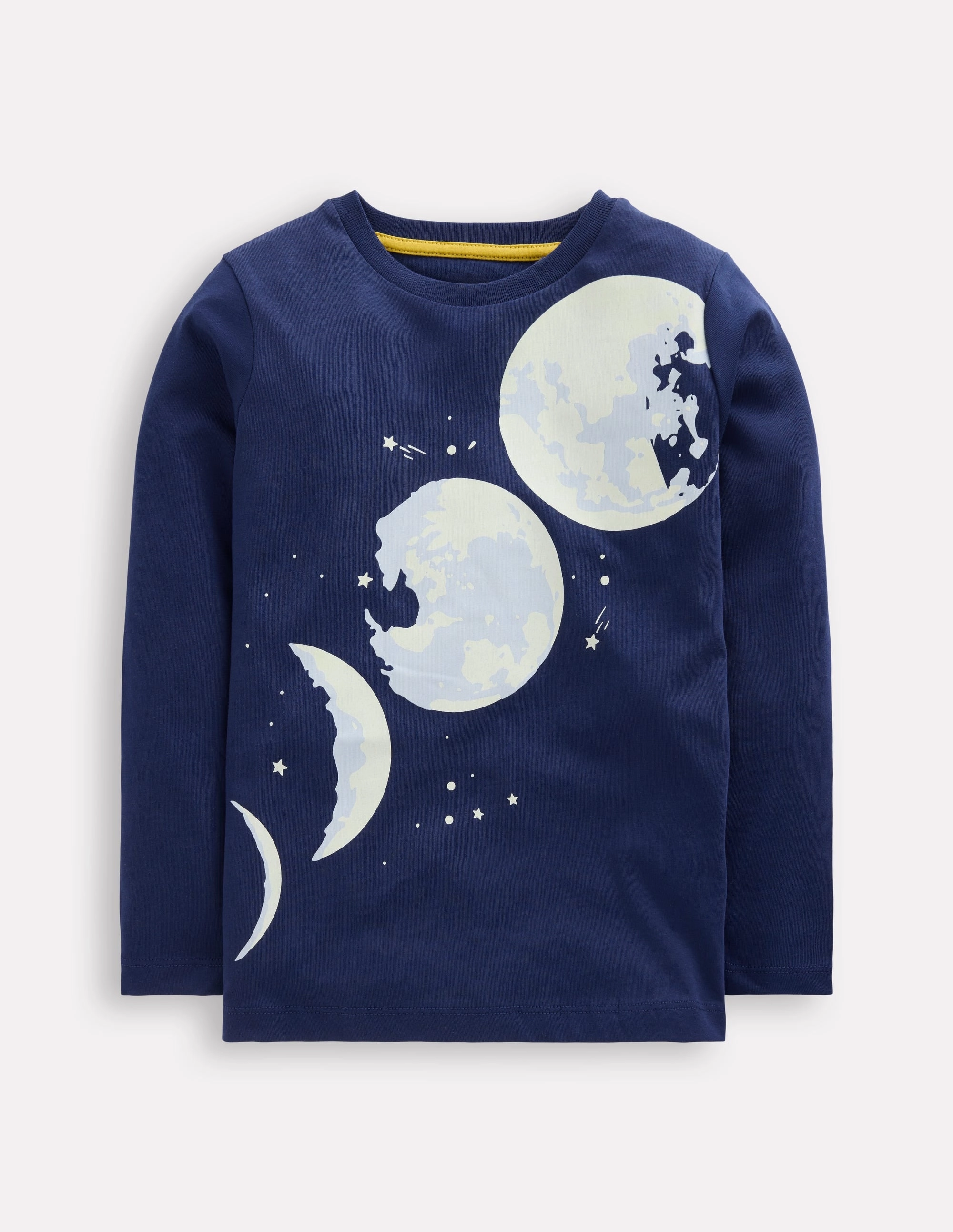 Casual Comfort Top Long Sleeve Glow T-shirt-College Navy Moon