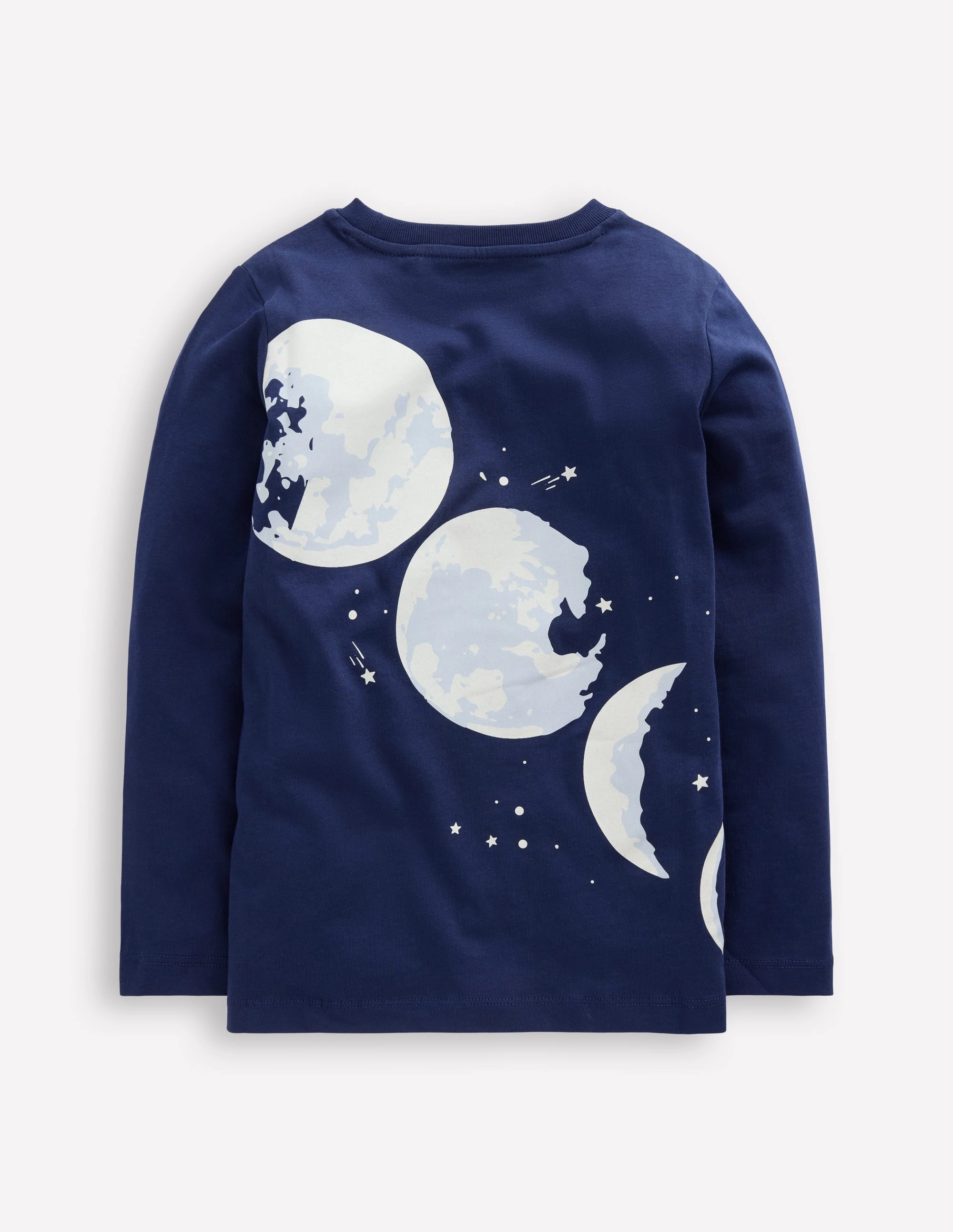 Double Stitched Seams Long Sleeve Glow T-shirt-College Navy Moon