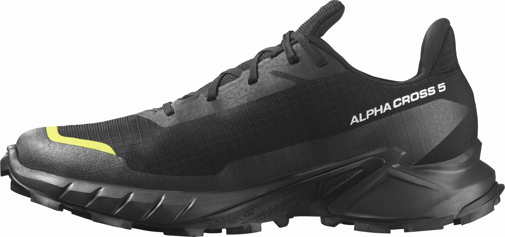 running for a better life Comfortable Upper Material Salomon Alphacross 5 GORE-TEX Mens Trail Running Shoes - Black