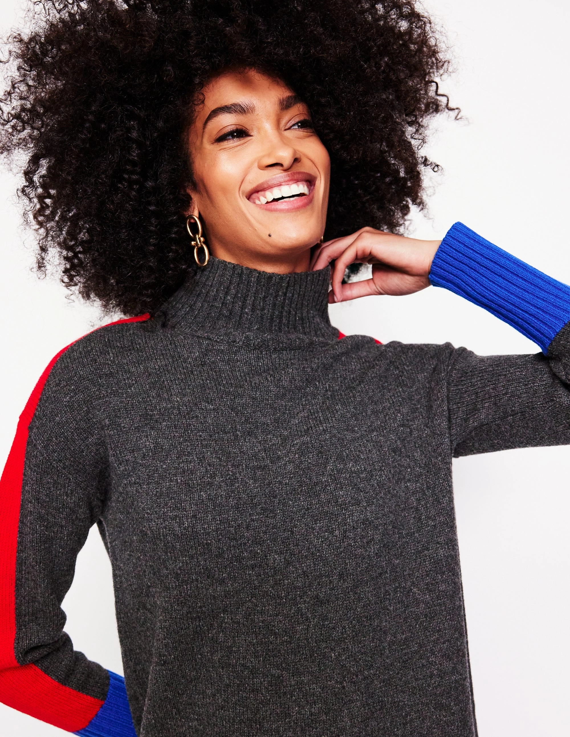 Polly Merino Knitted Dress-Charcoal Colorblock Classic and Modern