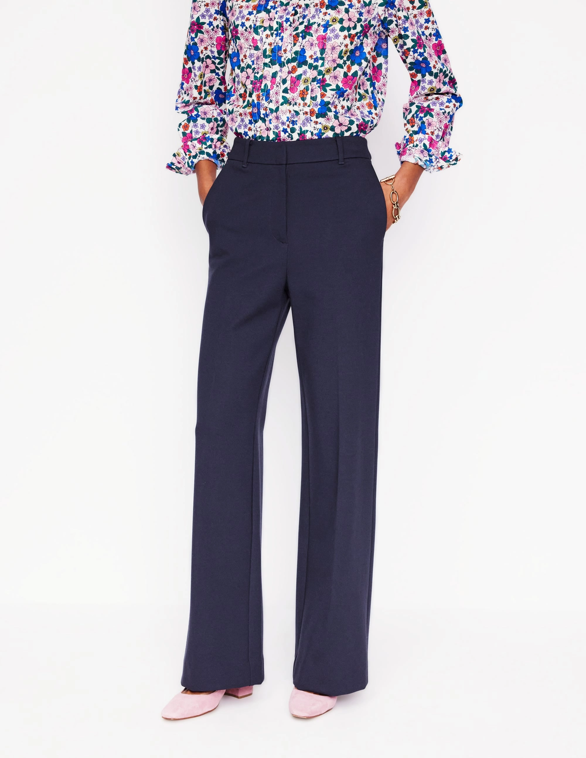 Snag Proof Fabric Westbourne Ponte Trousers-Navy