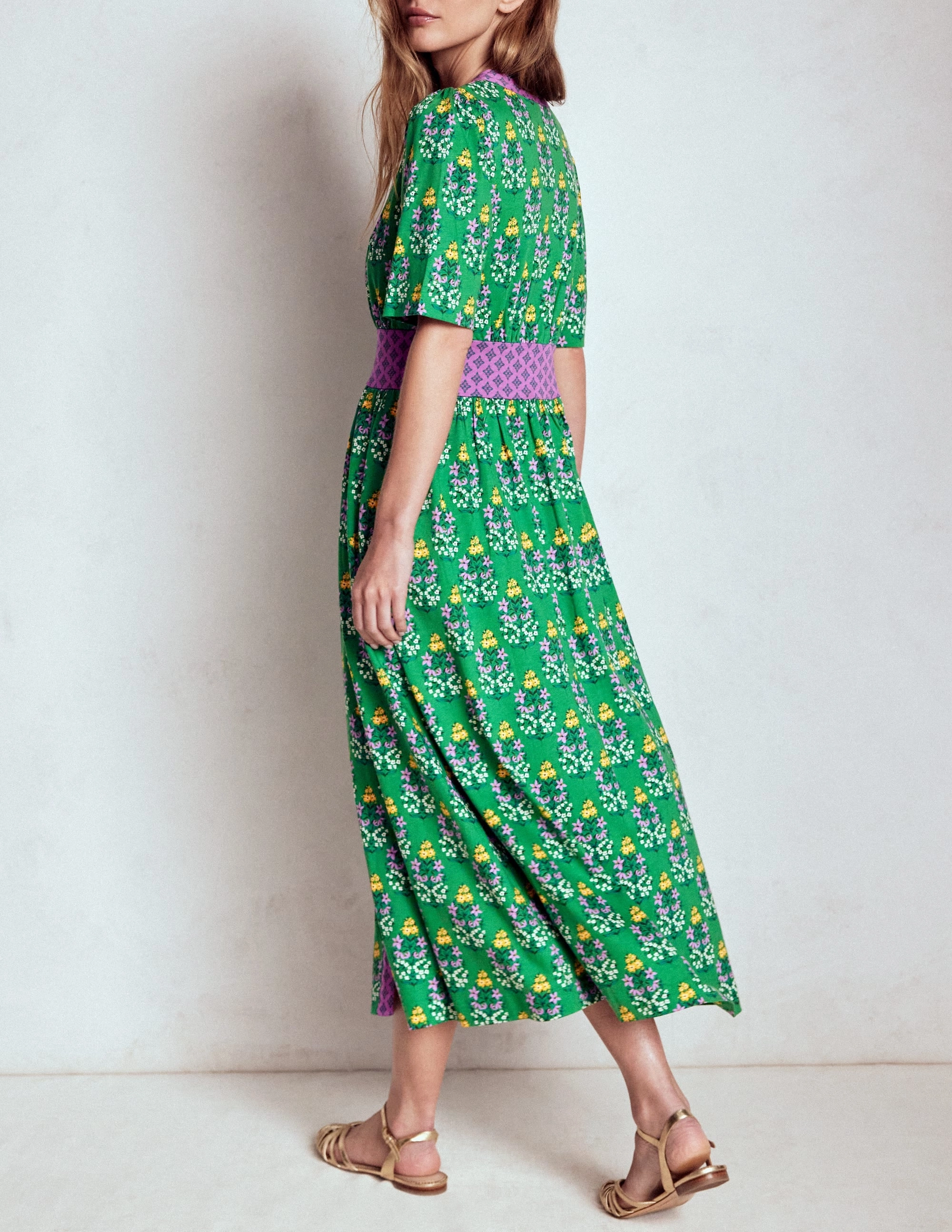 Natalia Jersey Tea Dress-Rich Emerald, Wildflower Smart Cut