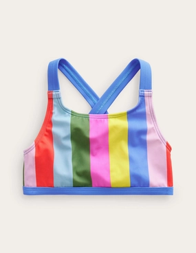 Cross Back Bikini Top-Soft Multi Stripe Sublimation Print