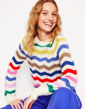 OdorResistant Fiber Alice Fluffy Raglan Jumper-Rainbow Wave