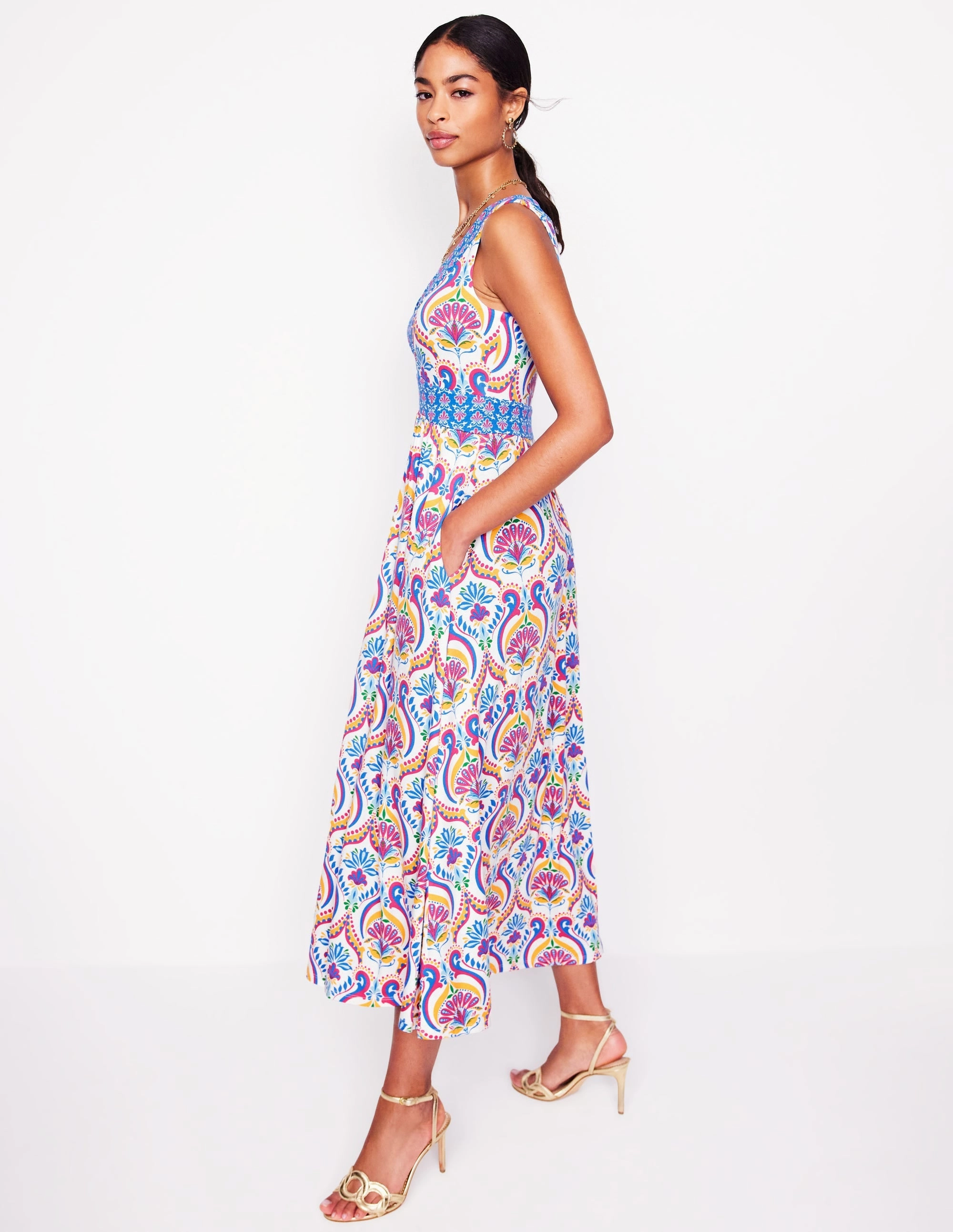 Light Soft Olympia Jersey Maxi Dress-Multi, Ornamental Floral