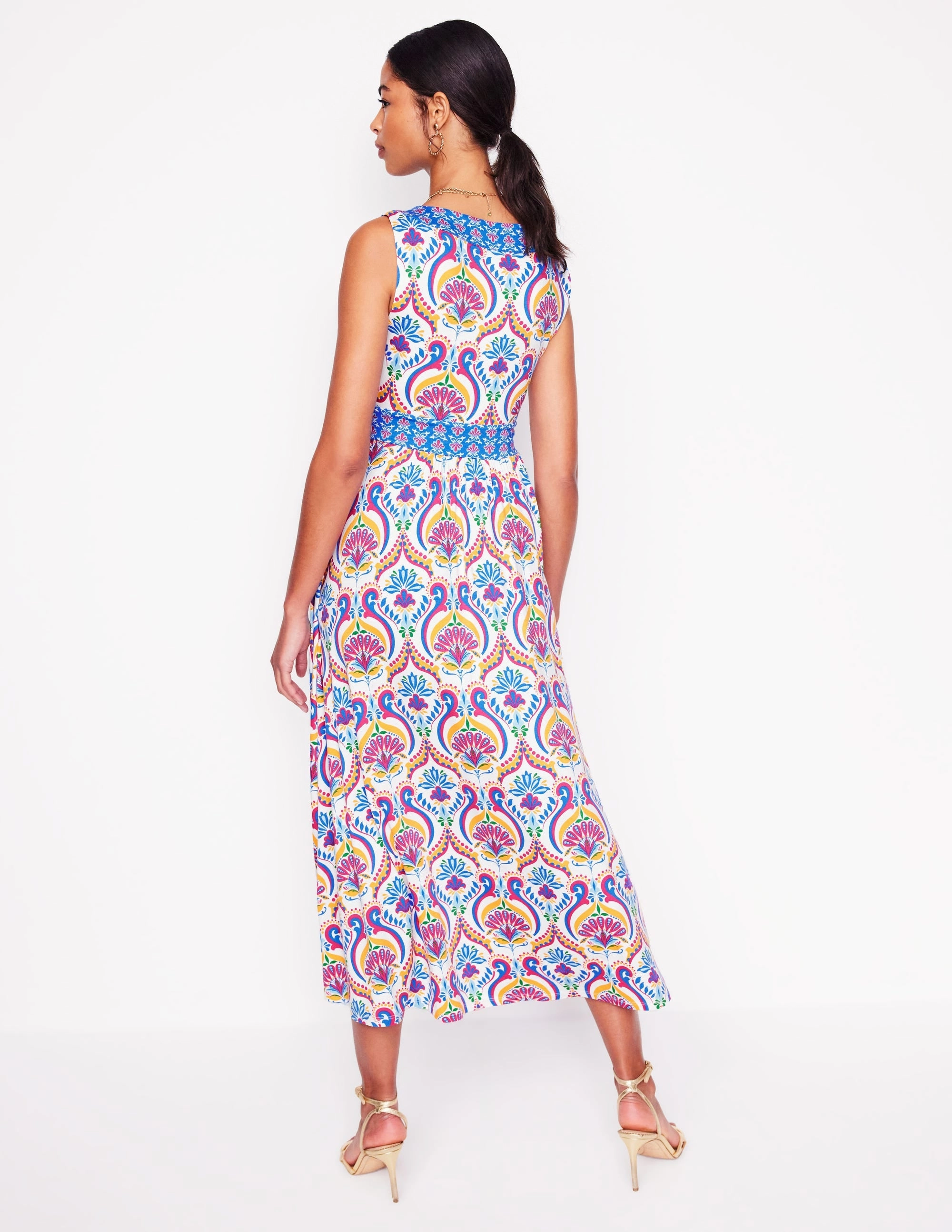 Classic structured dress Olympia Jersey Maxi Dress-Multi, Ornamental Floral