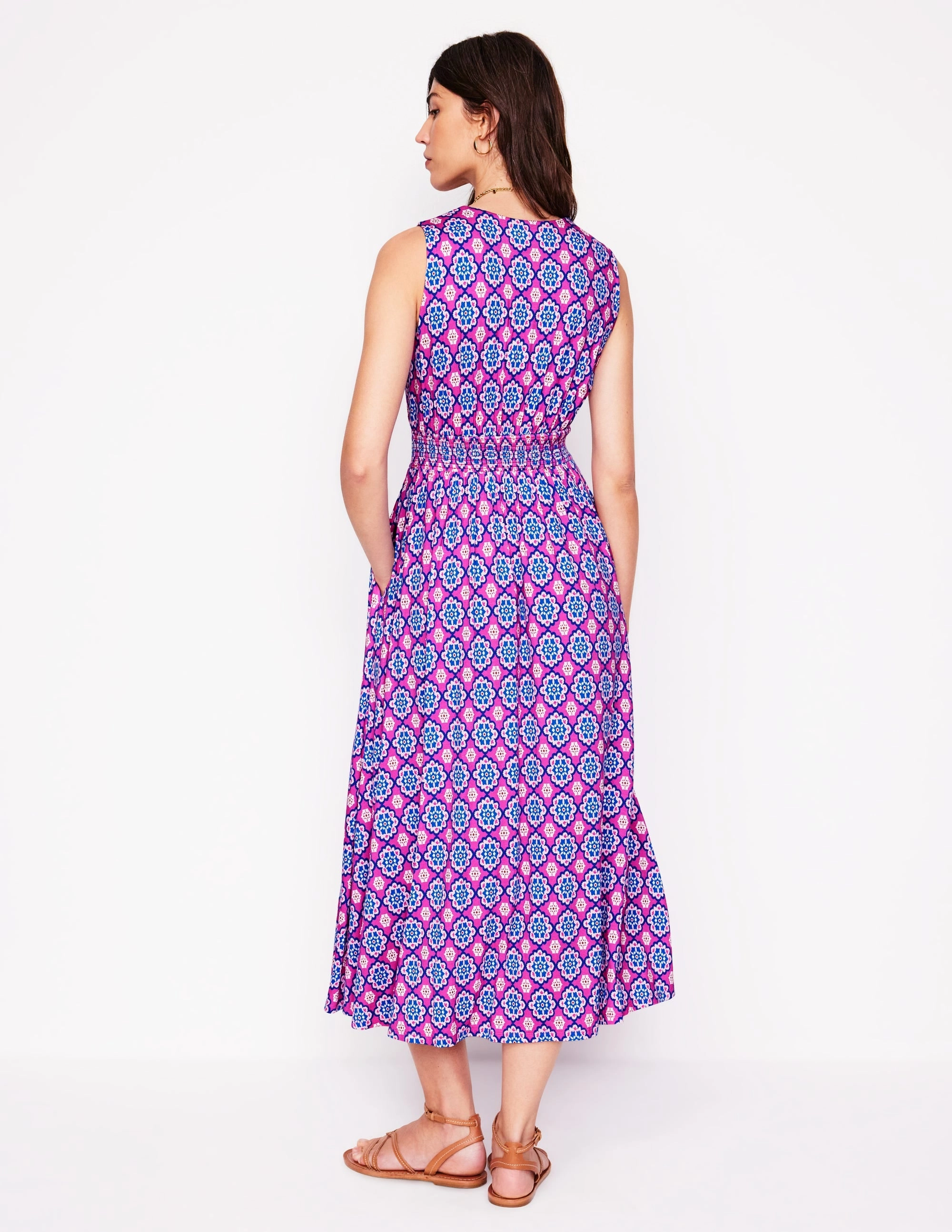 Paloma Jersey Maxi Dress-Cosmos Pink, Bloom Geo Trendy Comfort Spring-Season