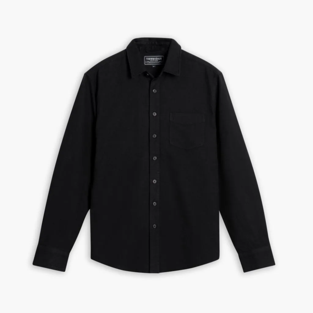 Snag Resistant Fabric Solid Shirt | Black