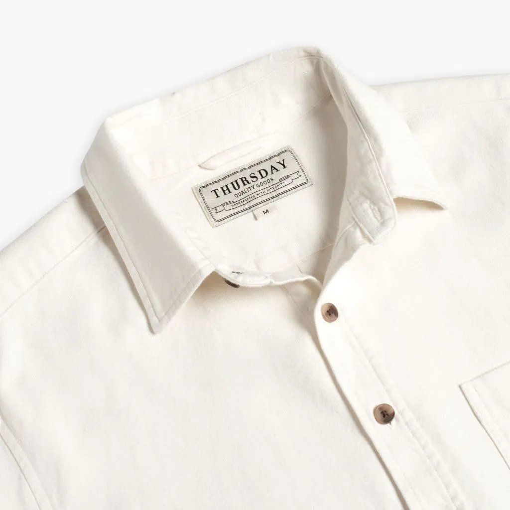 Solid Shirt | Off-White Soft Material Easy Fit