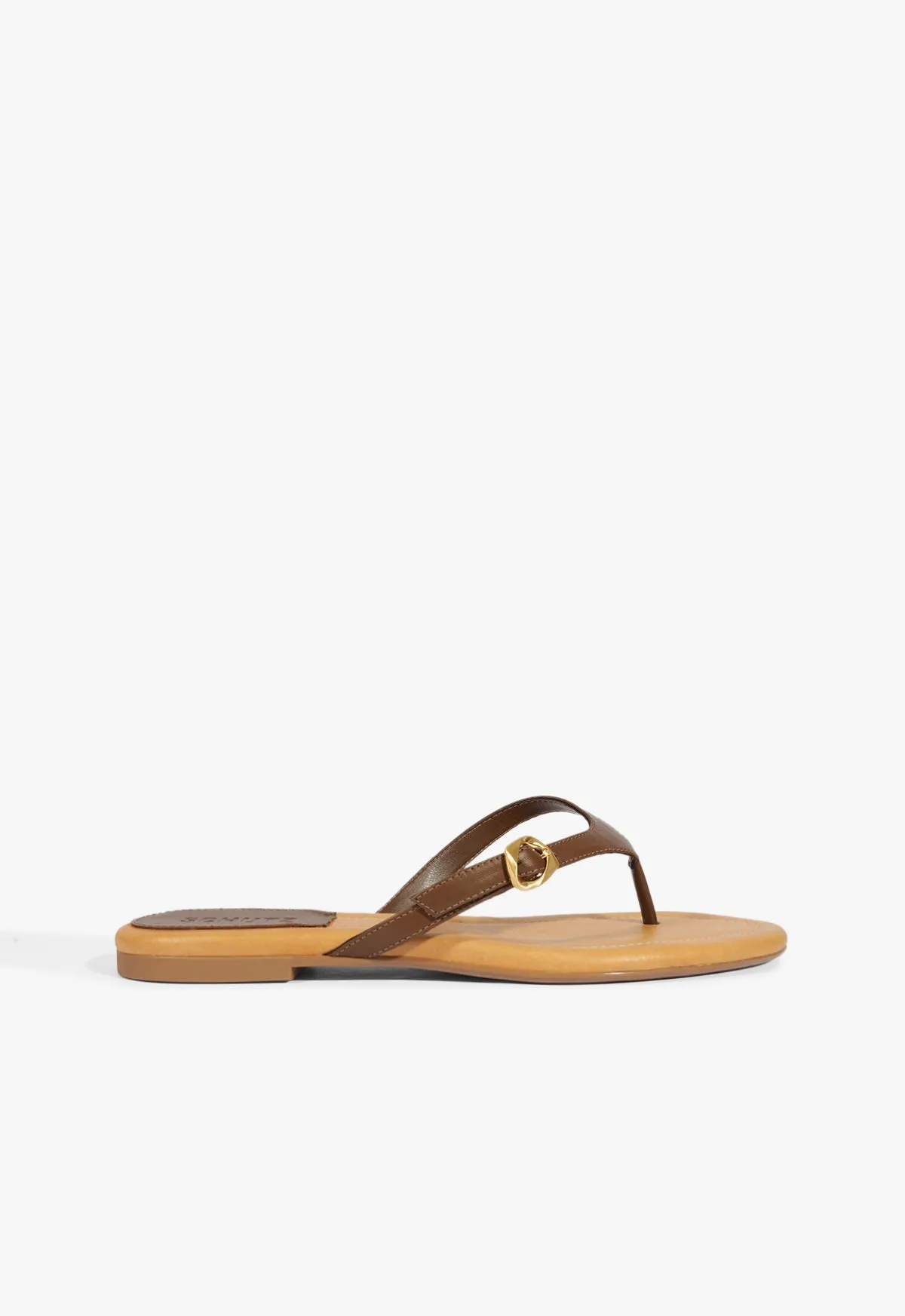 Standing Comfort Open Toe Sonia Brown Leather Flat Sandal