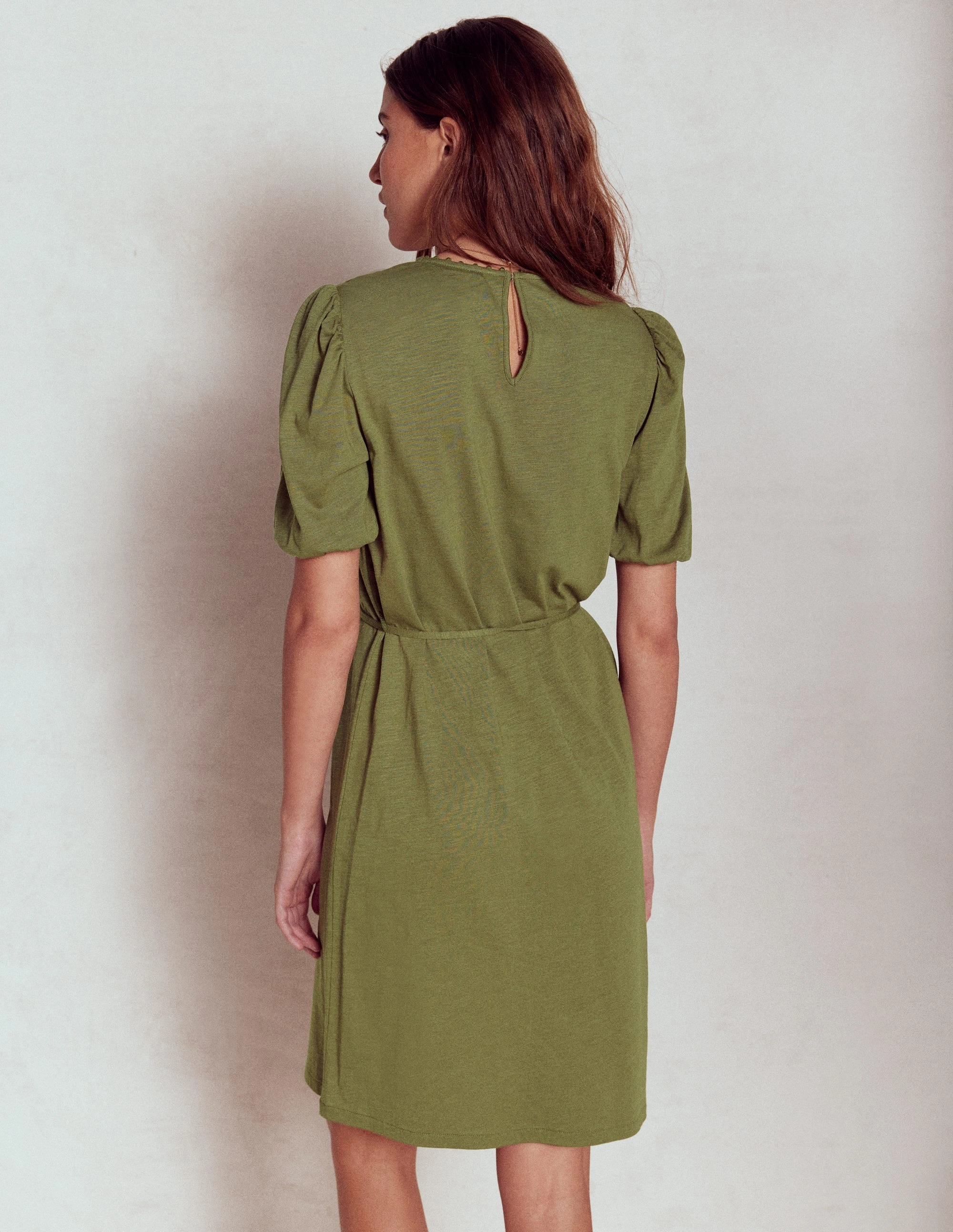 Cutwork Detail Short Dress-Woodland Green Timeless Look