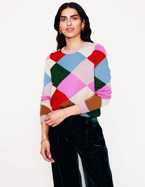 Sparkly Argyle Jumper-Multi Rainbow, Argyle Fall Outfit Modern Casual Look