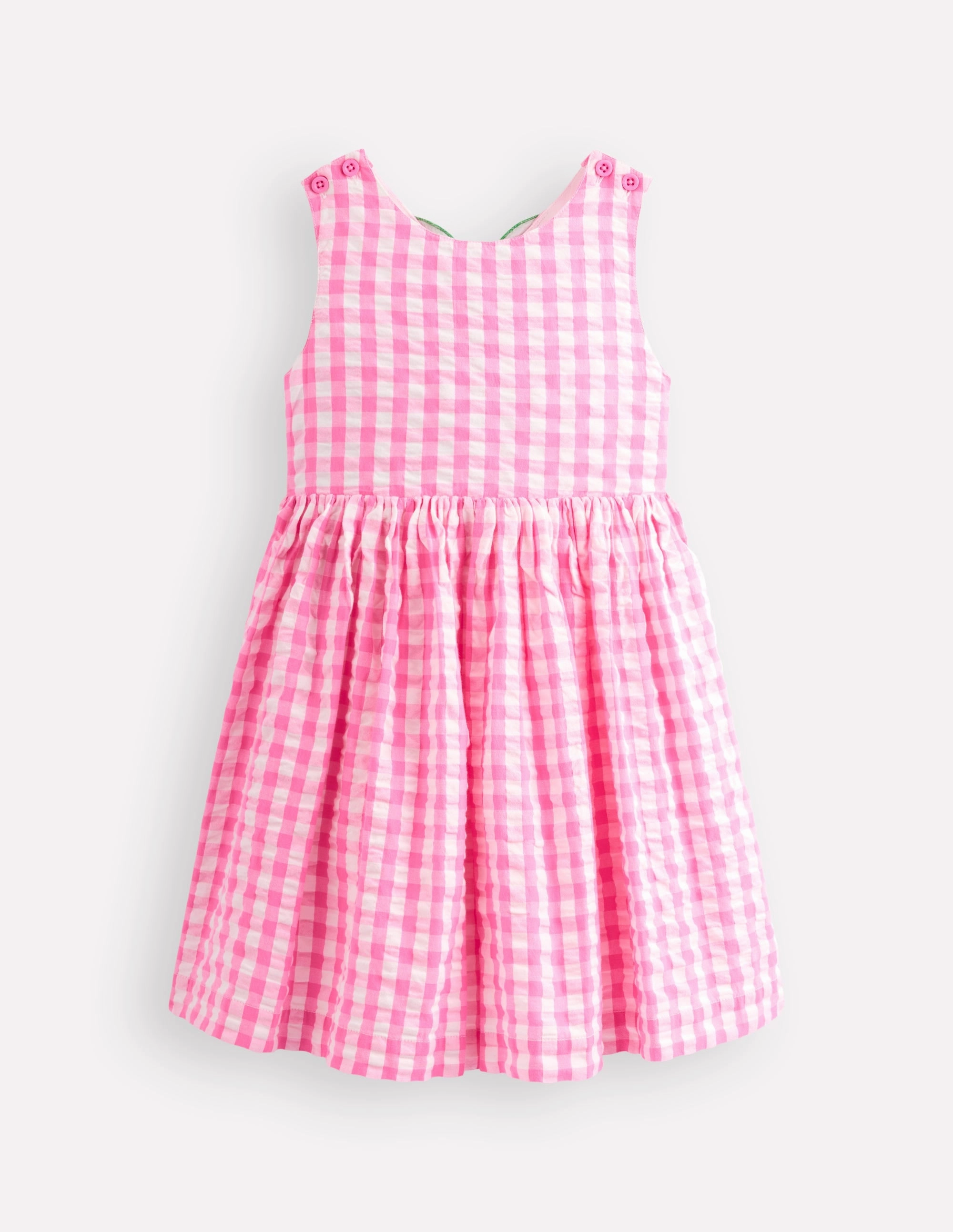 Office Tone Sleek Tailoring Zadie Applique Back Dress-Pink Gingham Strawberry