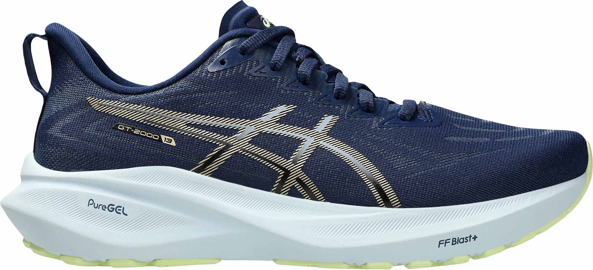 cushioned foam shoes Slip Resistant Base Asics GT 2000 13 Womens Running Shoes - Navy