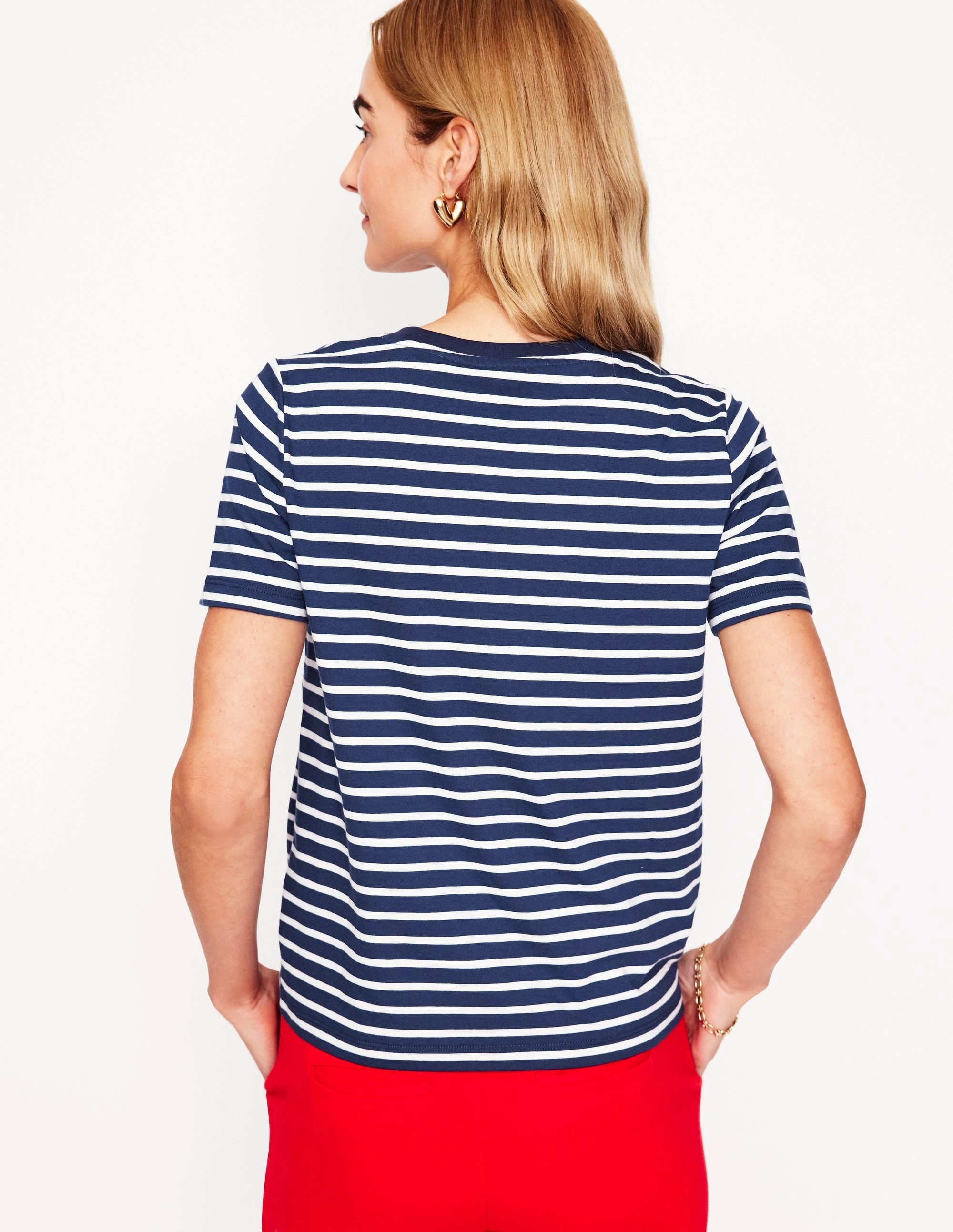 Relaxed Novelty T-Shirt-French Navy, Hearts Set In Sleeve