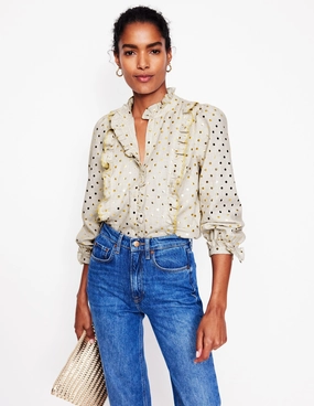 Summer Essential Isla Frill Detail Blouse-Metallic Spot