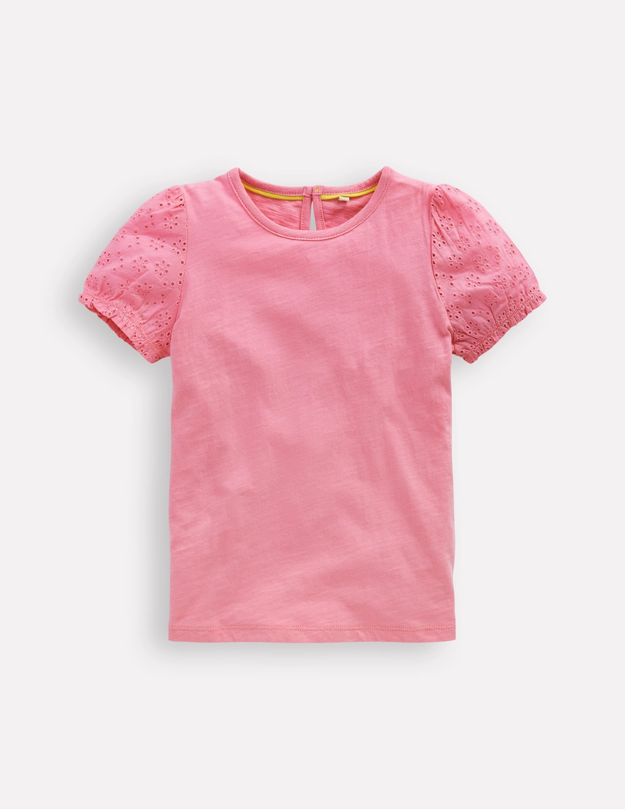 NonIrritatingTags Fit Design Broderie Mix Tee-Bubblegum Pink
