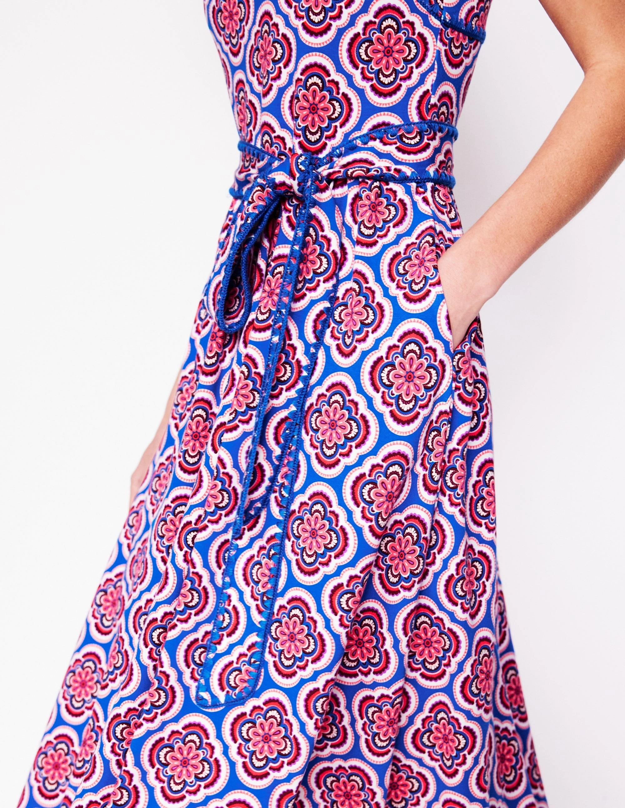 Square Neck Seam Midi Dress-Multi, Botanic Blush Natural Layers