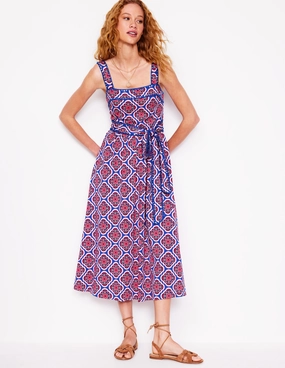 FlexibleClosure Square Neck Seam Midi Dress-Multi, Botanic Blush