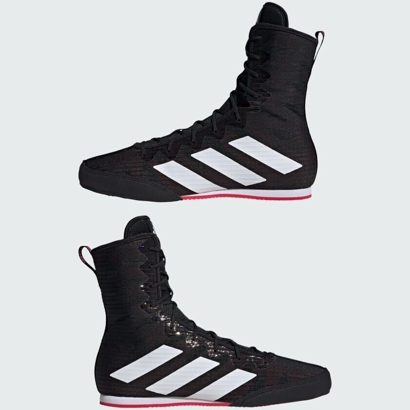 adidas Box Hog 4 Boxing Boots Black White Red ventilation channels
