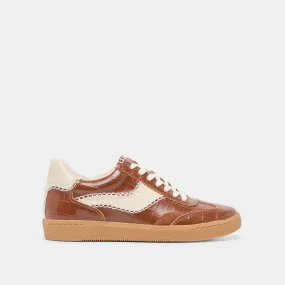 Everyday Shoes windproof NOTICE STITCH  SNEAKERS COGNAC CROCO EMBOSSED LEATHER
