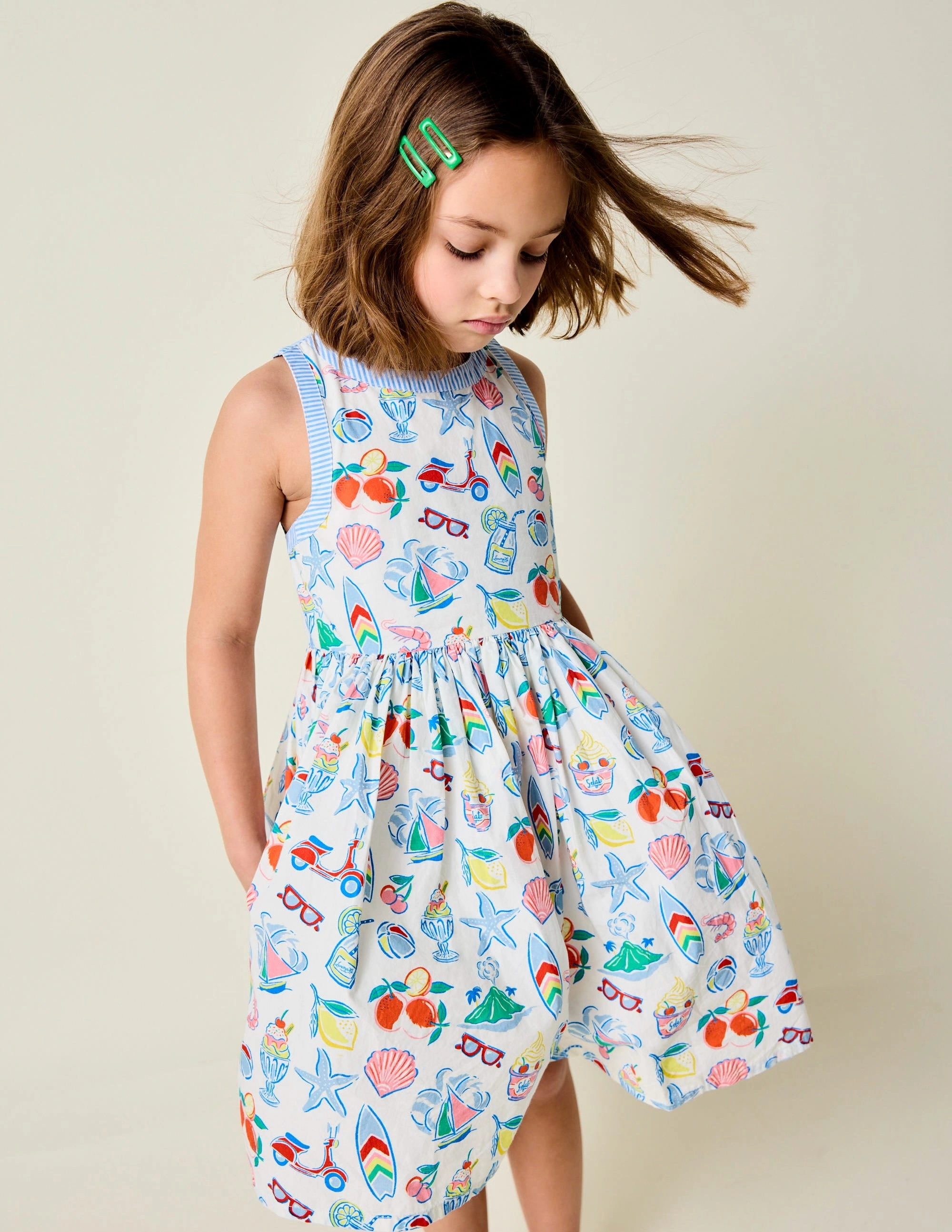 Harlow Back Detail Dress-Ivory Holiday Print Chill Fashion