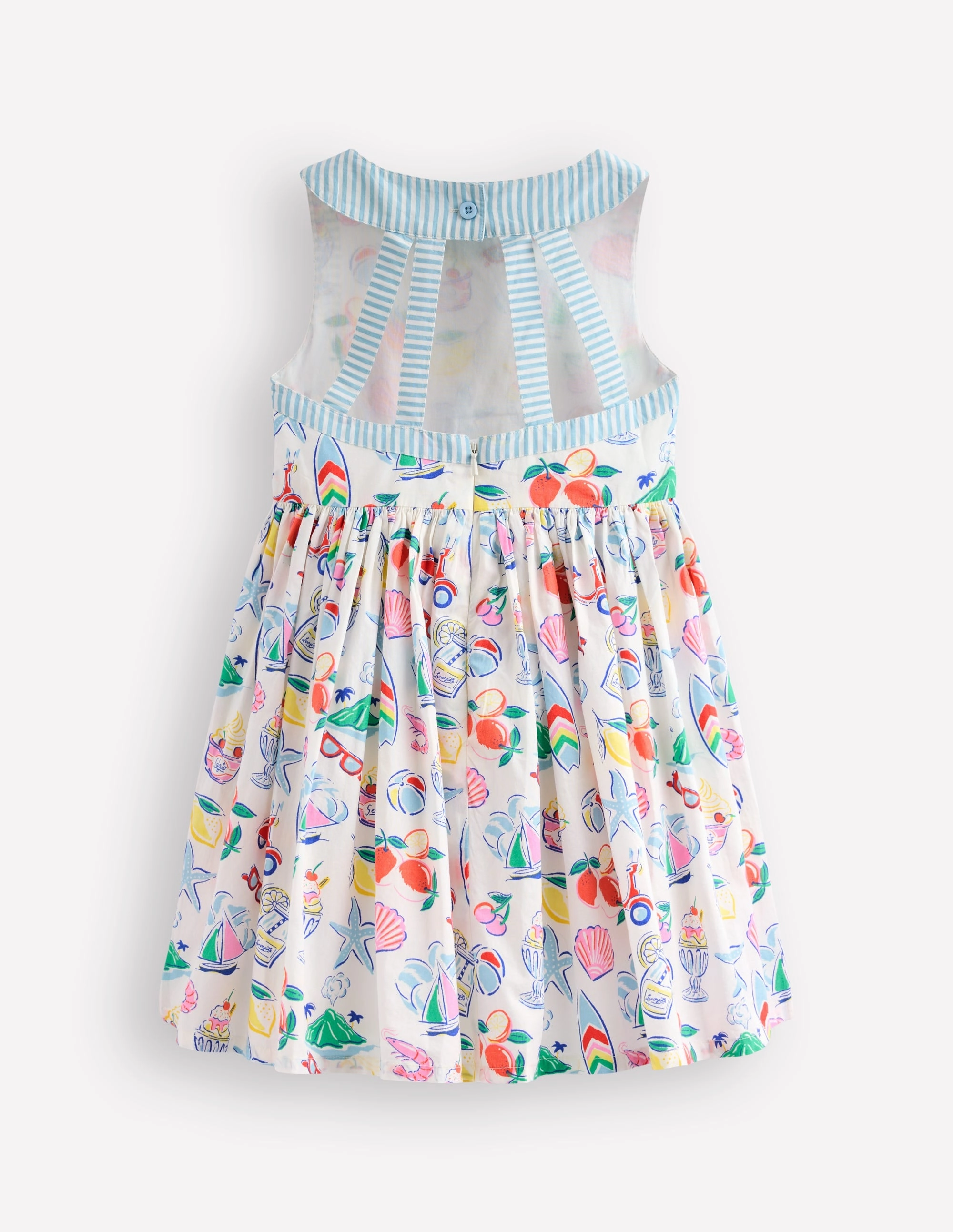 Leg-Lengthening Harlow Back Detail Dress-Ivory Holiday Print