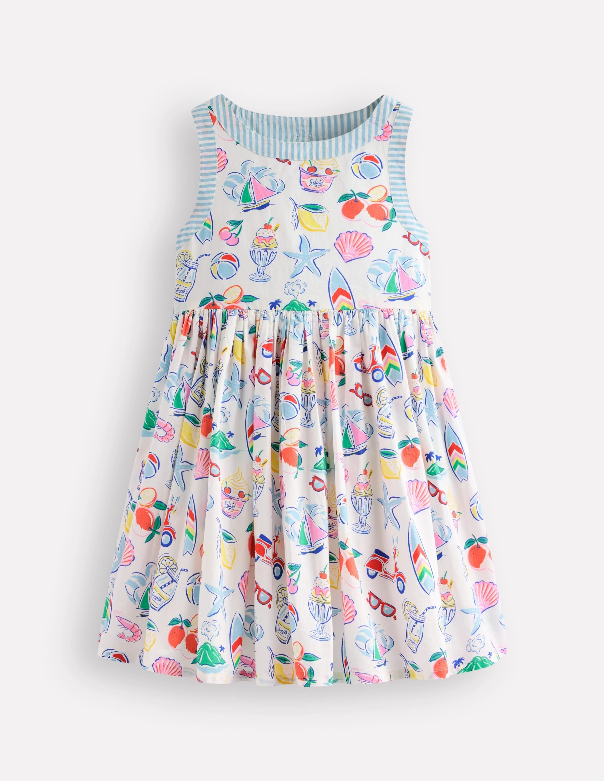 Petite-Size Flattering Look Wear Harlow Back Detail Dress-Ivory Holiday Print