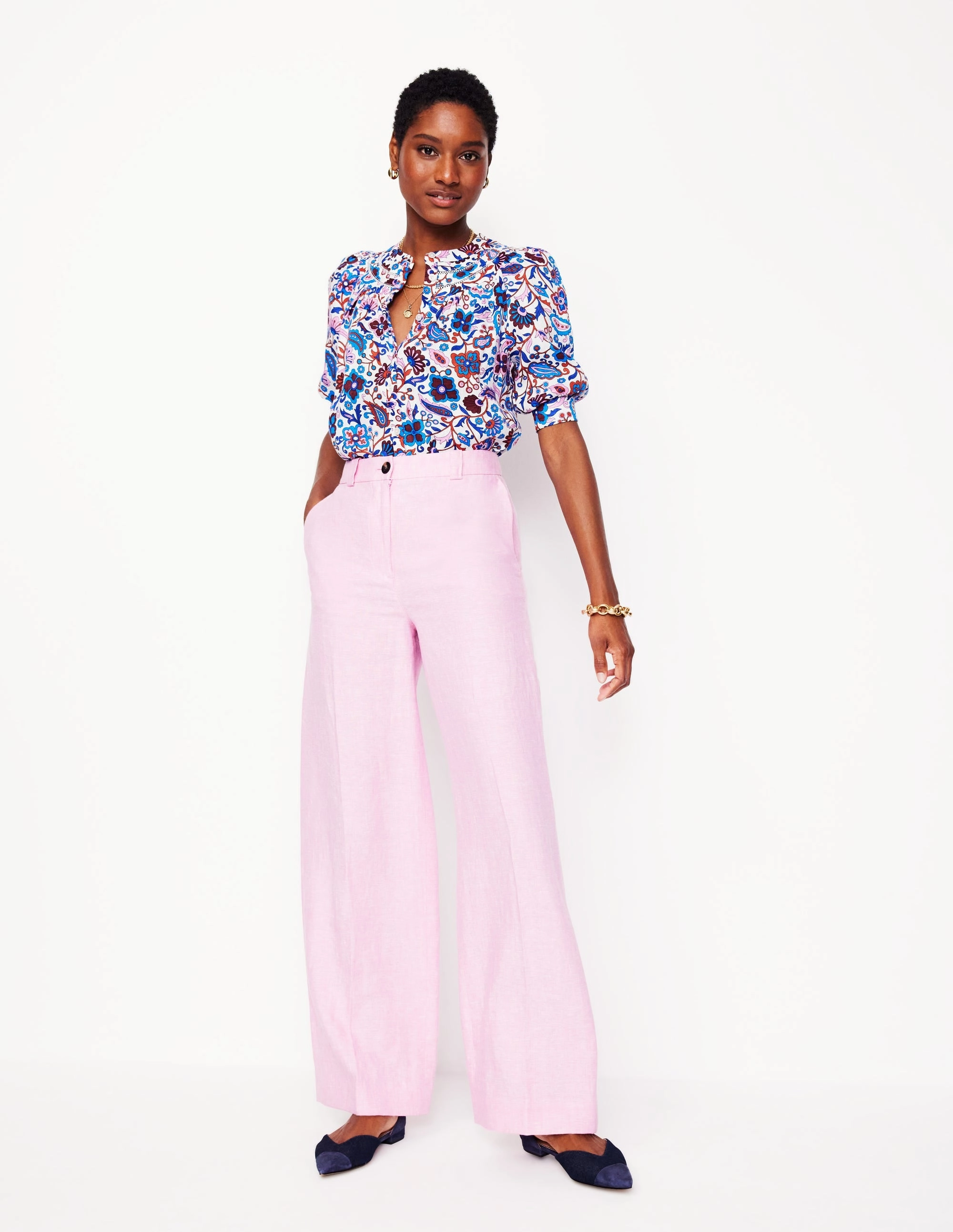 MultipurposeUse Performance Wear Bea Linen Top-Multi, Oriental Paradise