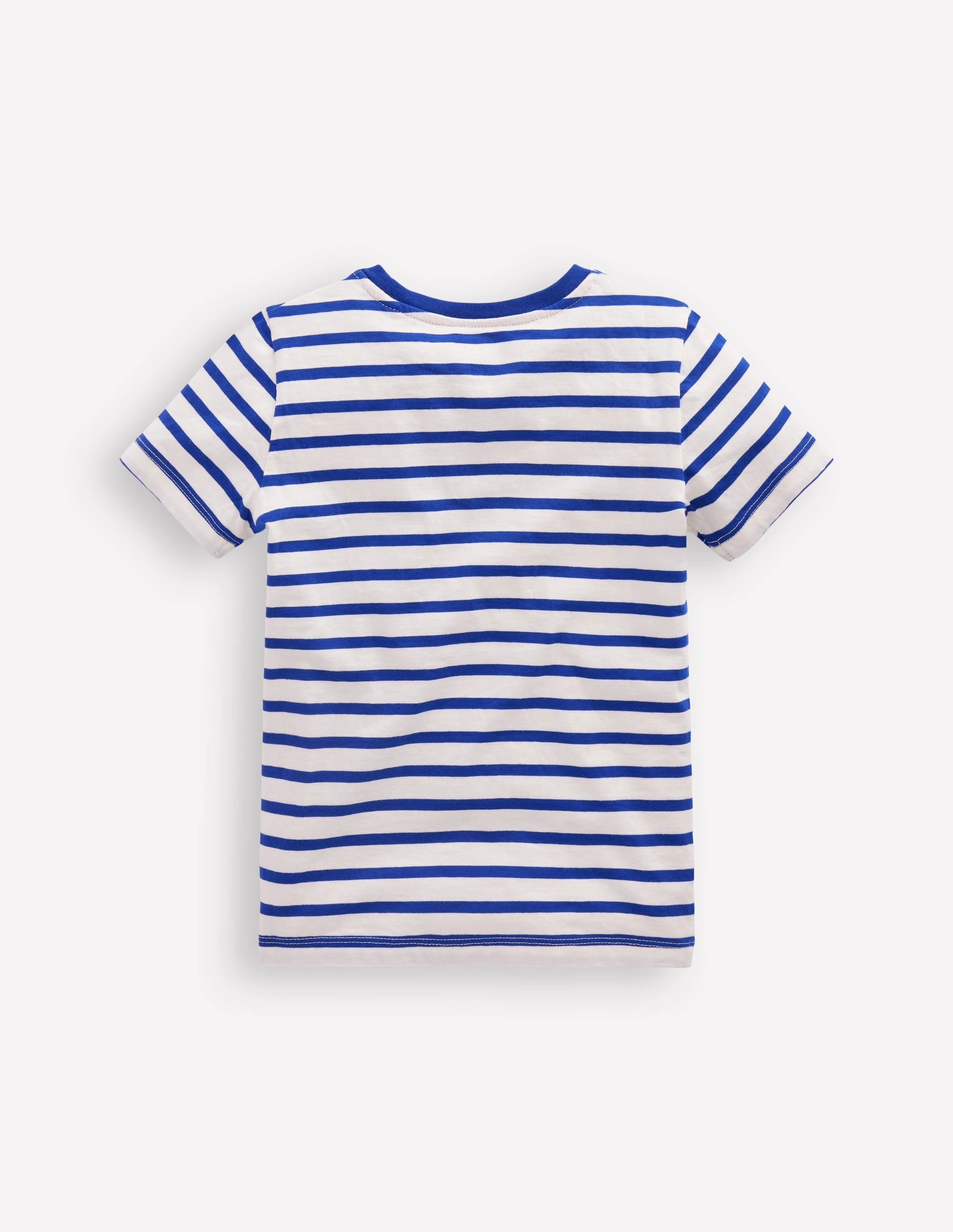 Short Sleeve Appliqu?? T-shirt-Bright Blue Stripe Fruit Dogs Sleek Fit Wear