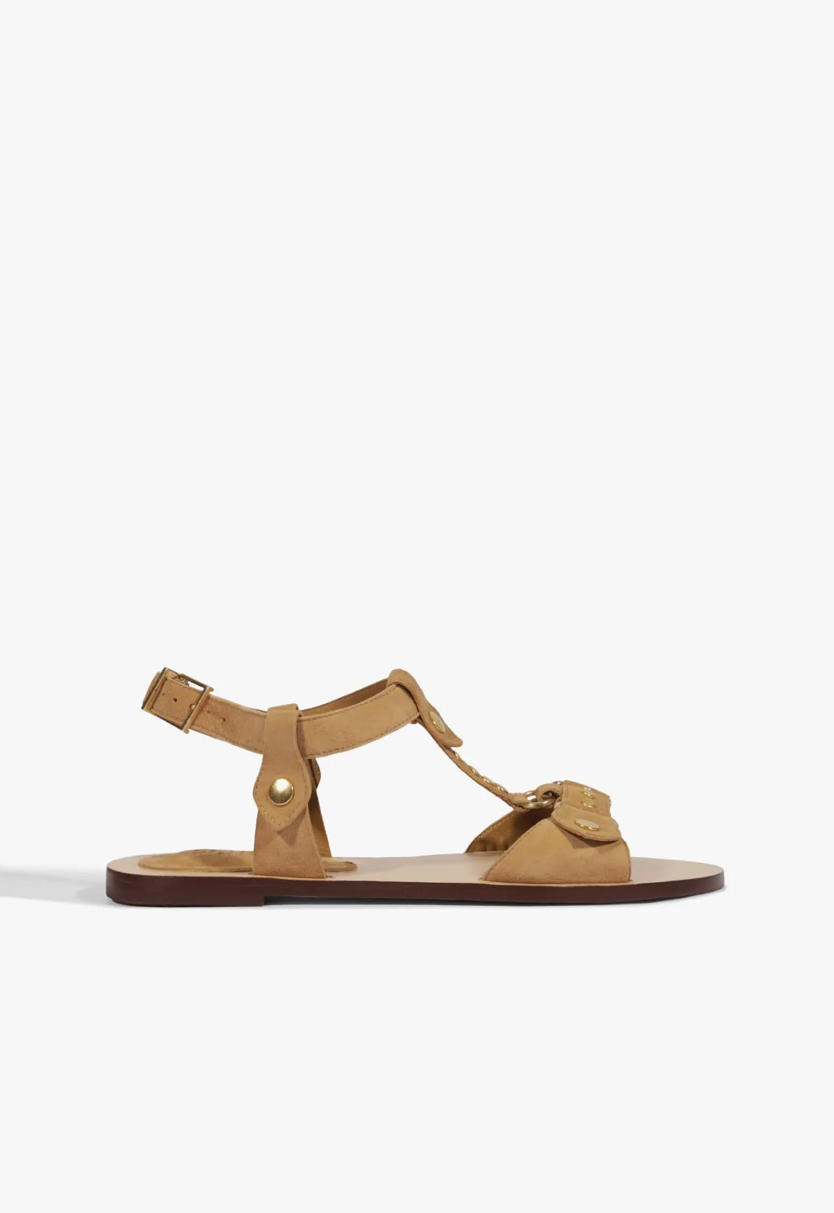 Stevie Brown Suede Flat Sandal Phthalate Free Materials Seamless Look