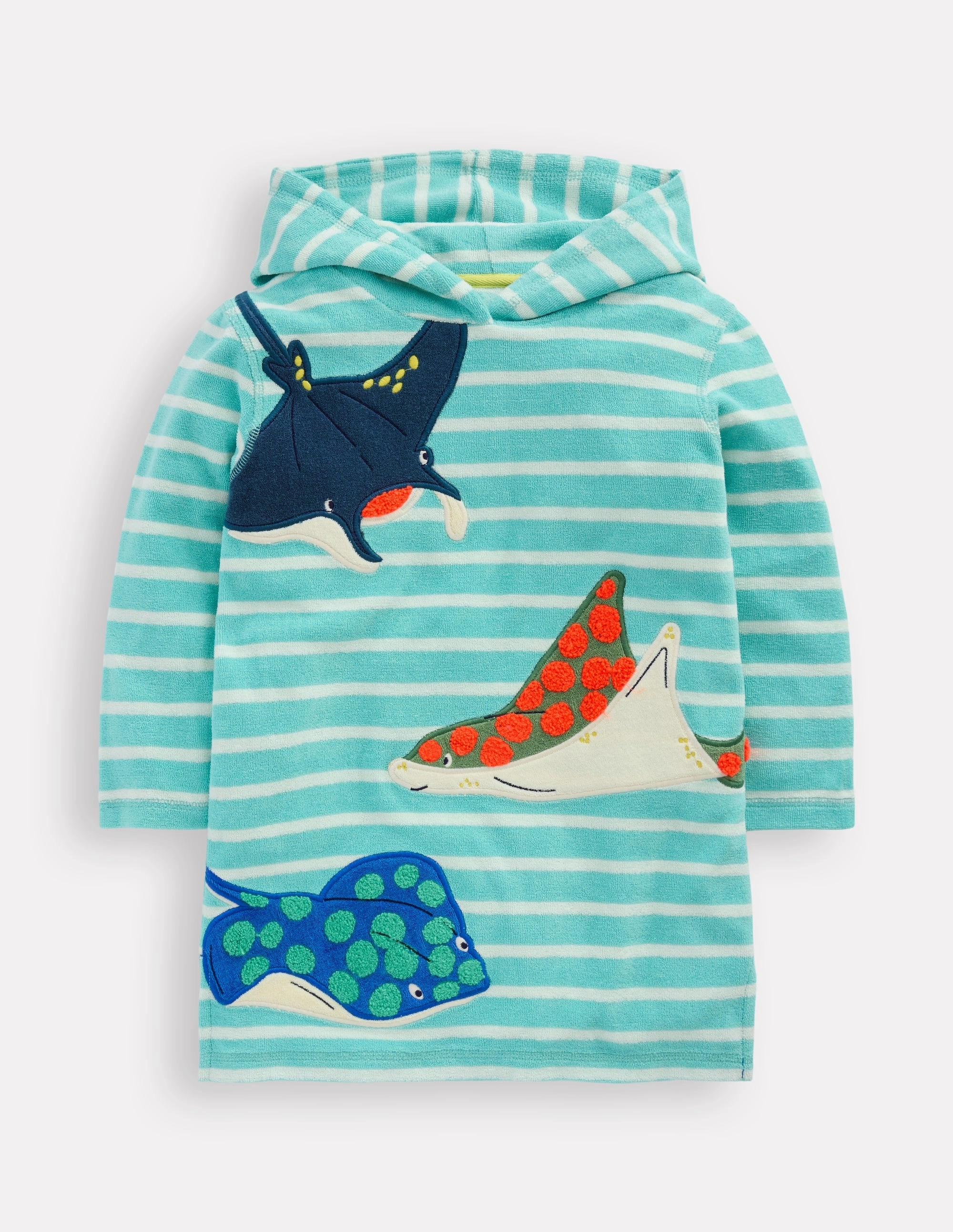 Appliqu?? Towelling Throw-on-Caribbean Blue Stingray Rash Guard Material