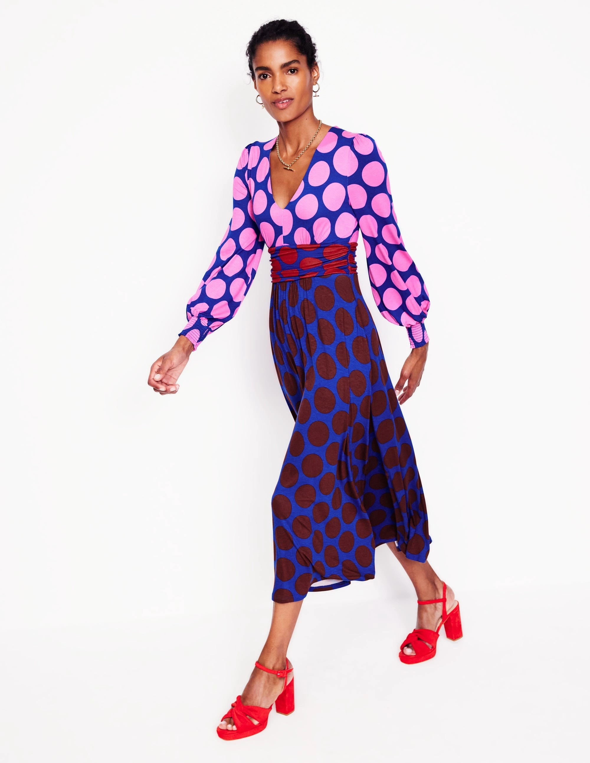 Clean Fit Daphne Jersey Maxi Dress-Pink Tourmaline, Large Spot