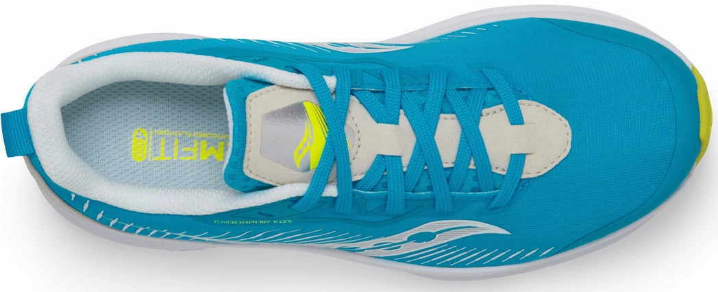 Saucony Endorphin KDZ Junior Running Shoes - Blue Geometric Traction Lugs Pressure Mapped Padding