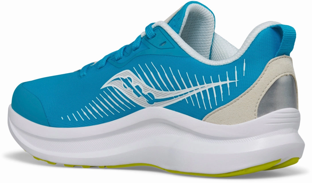 Saucony Endorphin KDZ Junior Running Shoes - Blue Versatile Traction running in a light rail station area shoes