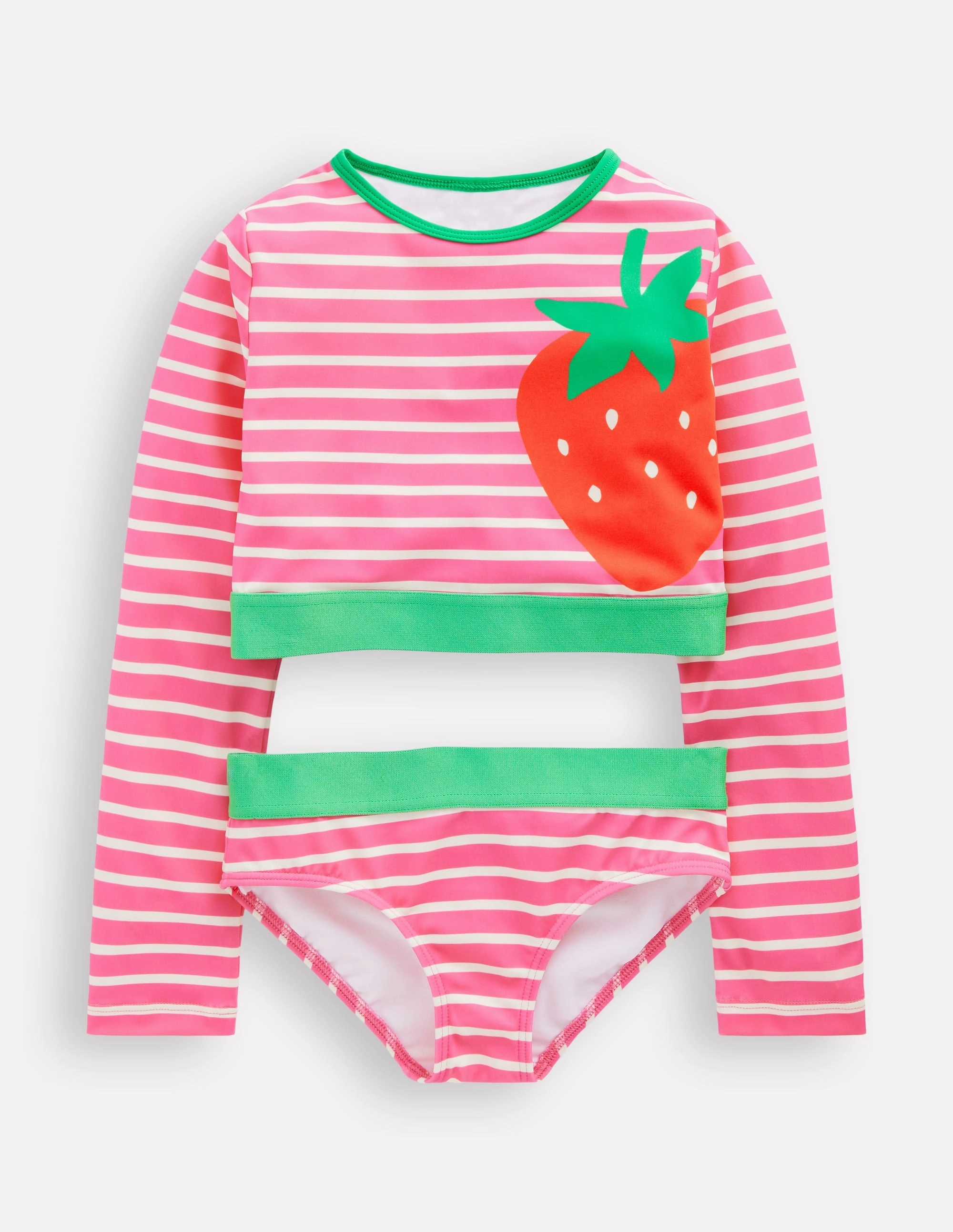 Dynamic Prints Cropped Rash Vest Set-Strawberry Stripe